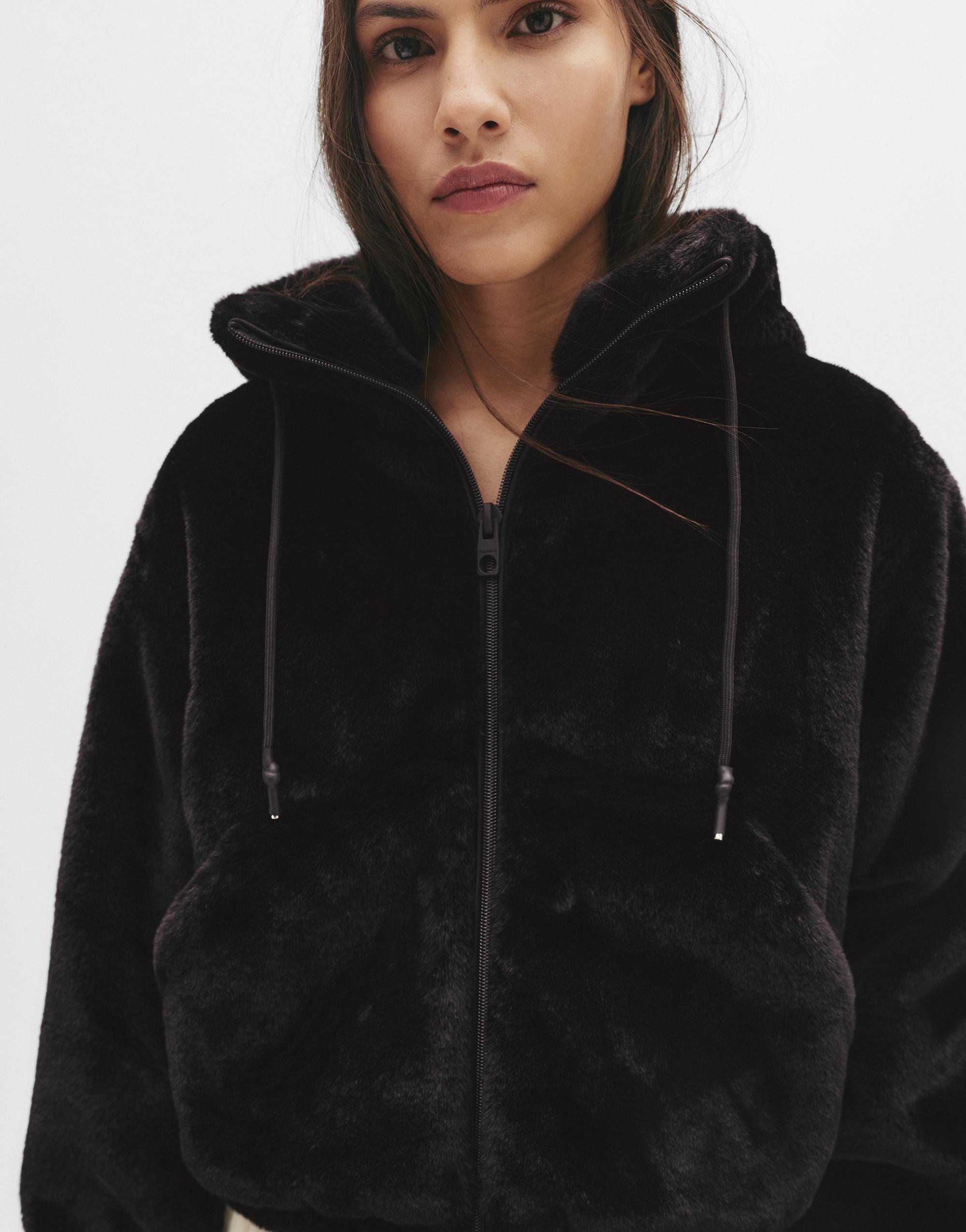 Kapüşonlu suni kürk ceket - Görsel 64