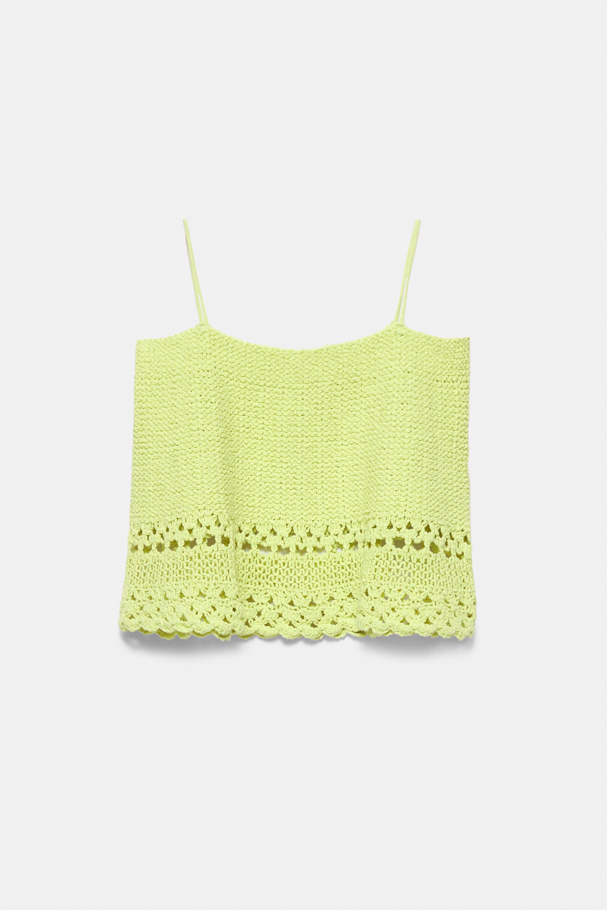 Crochet strappy top — Lime