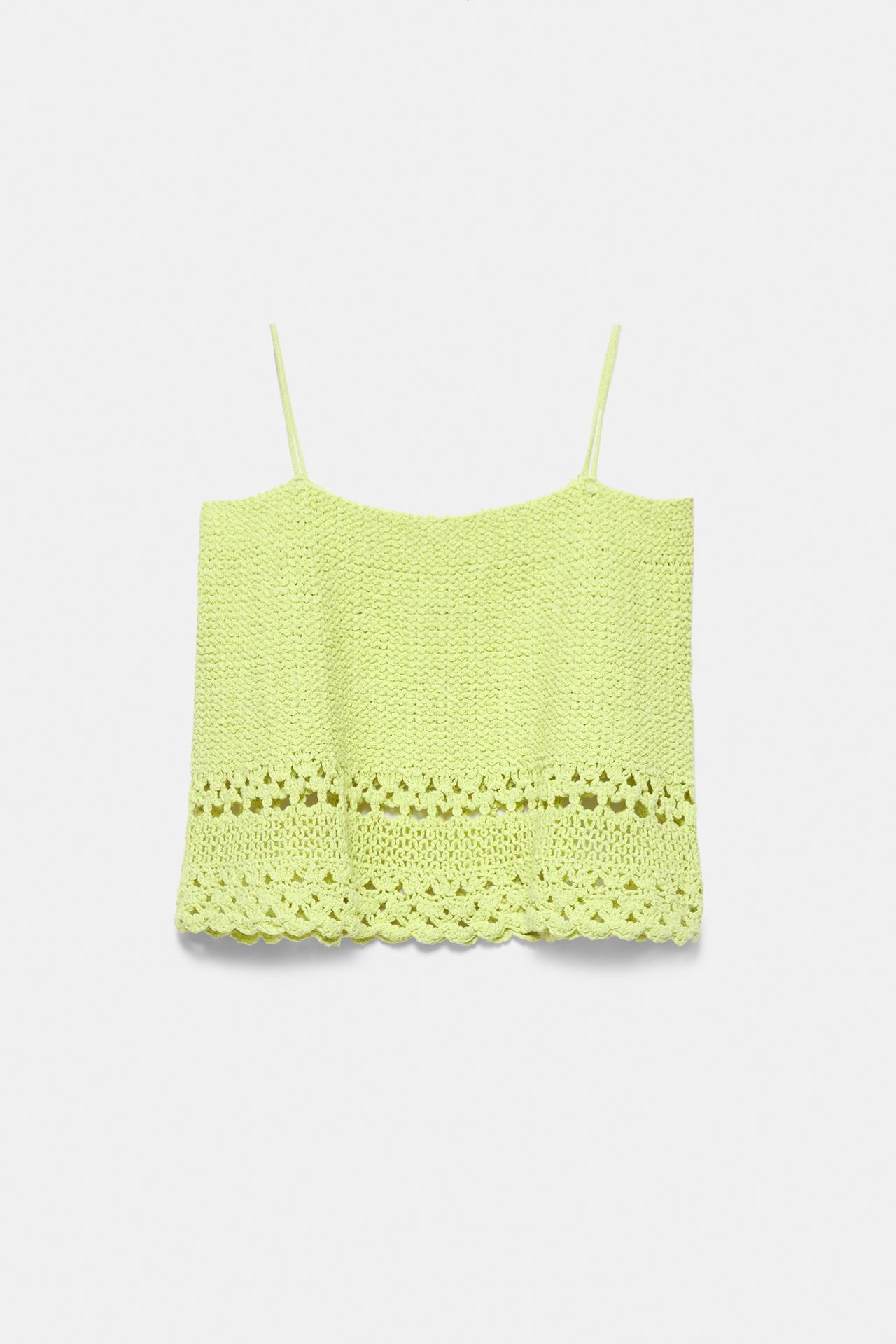 Crochet strappy top — Lime