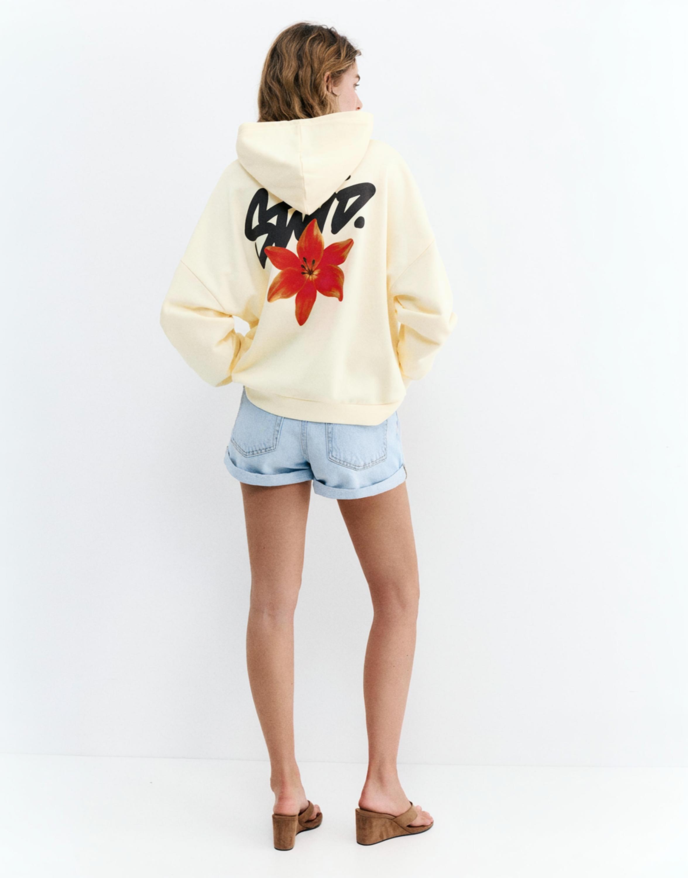Kapüşonlu çiçekli STWD sweatshirt - Görsel 2