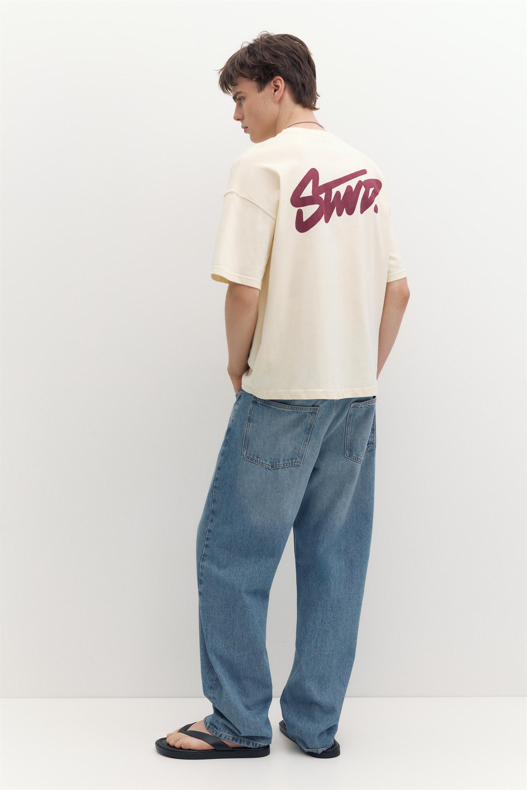 Boxy STWD logo T-shirt — Ecru