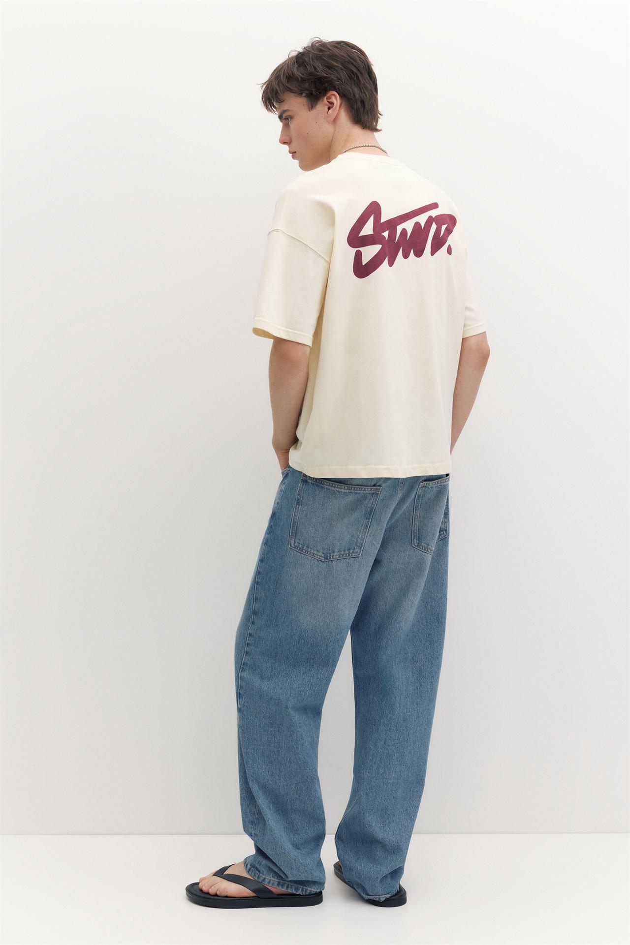 Boxy STWD logo T-shirt — Ecru