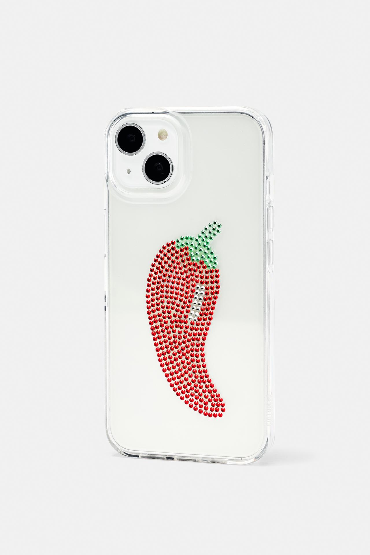 Rhinestone chilli iPhone case — Red