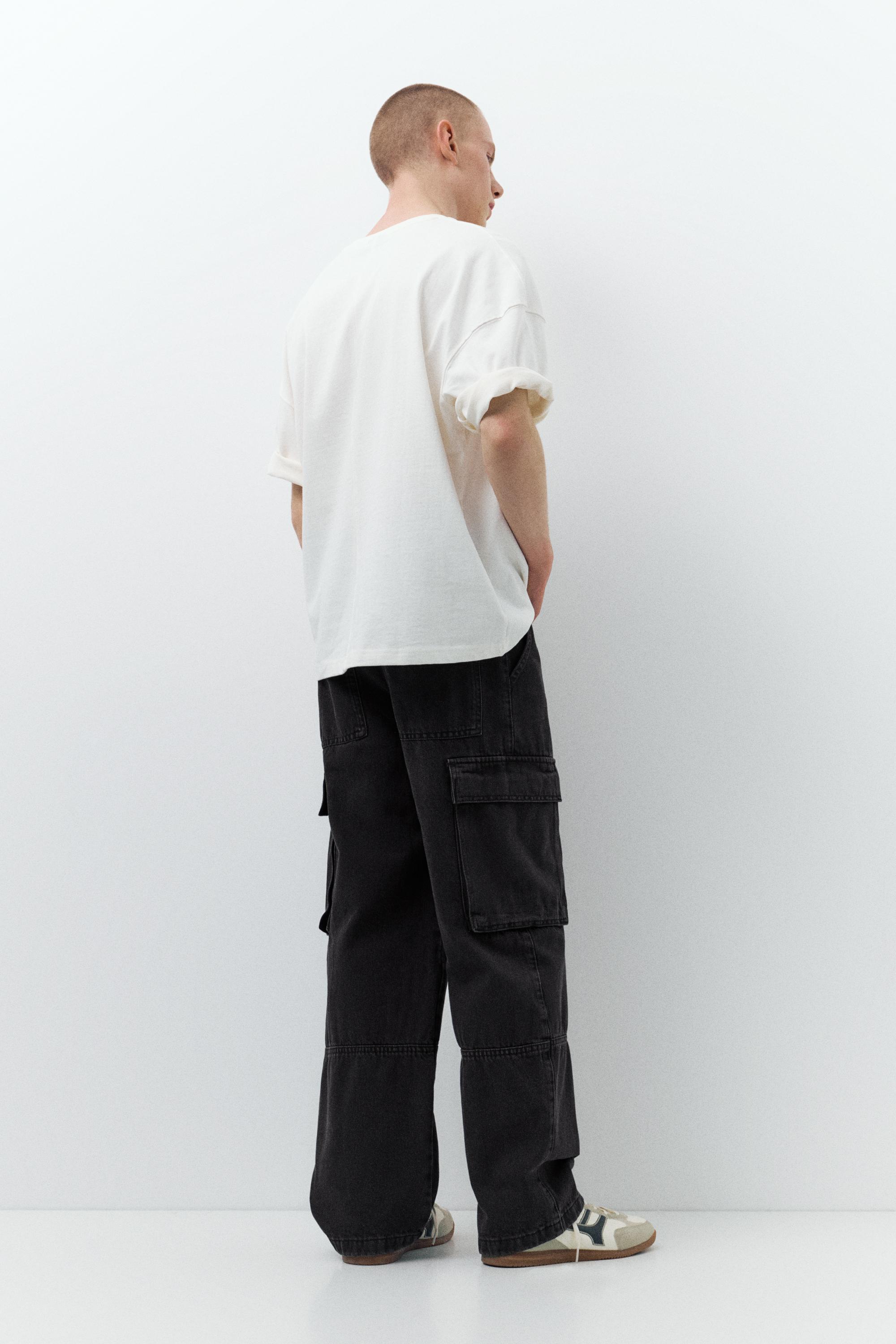 Baggy cargo jeans — Faded black