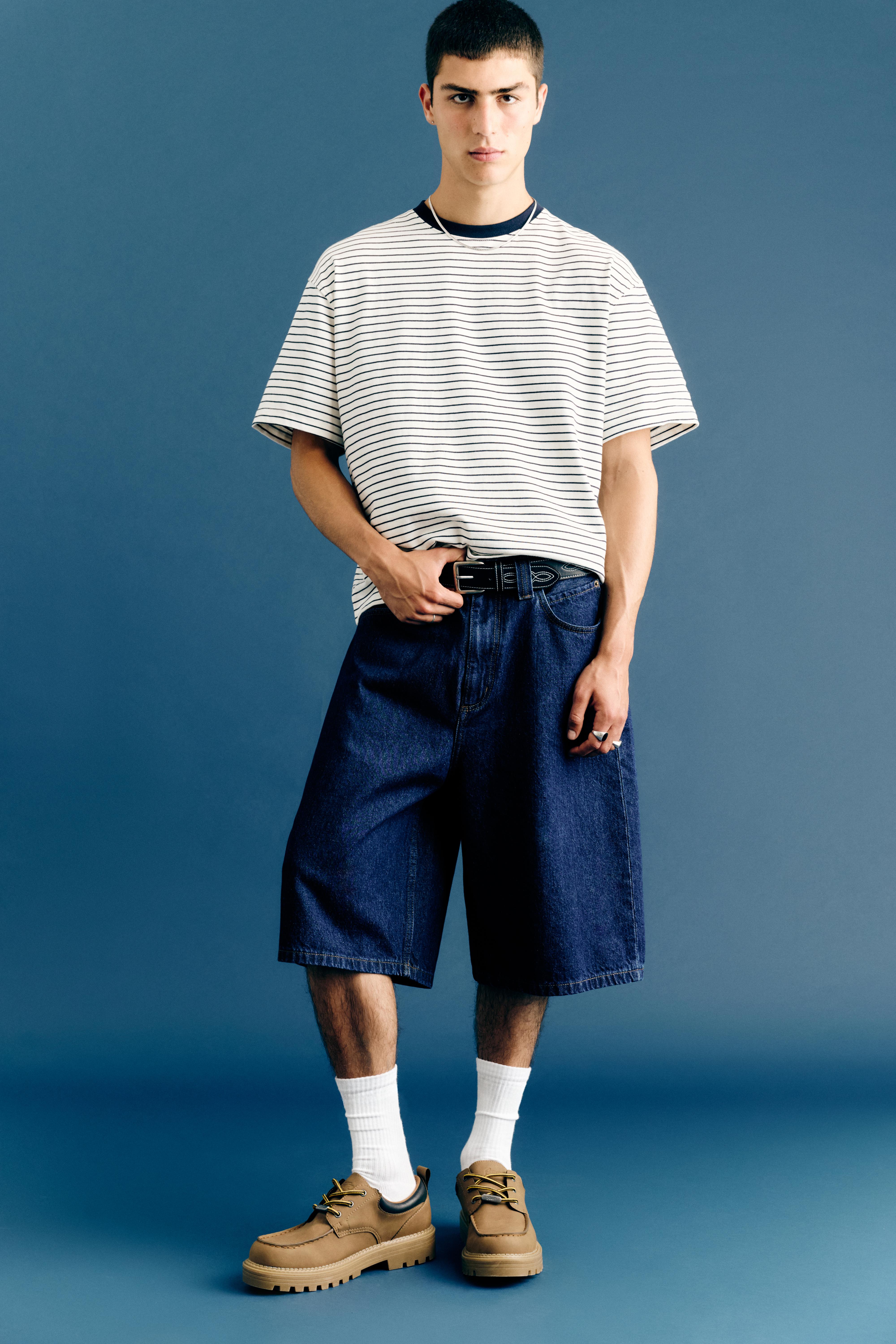 Skater denim Bermuda shorts — Navy