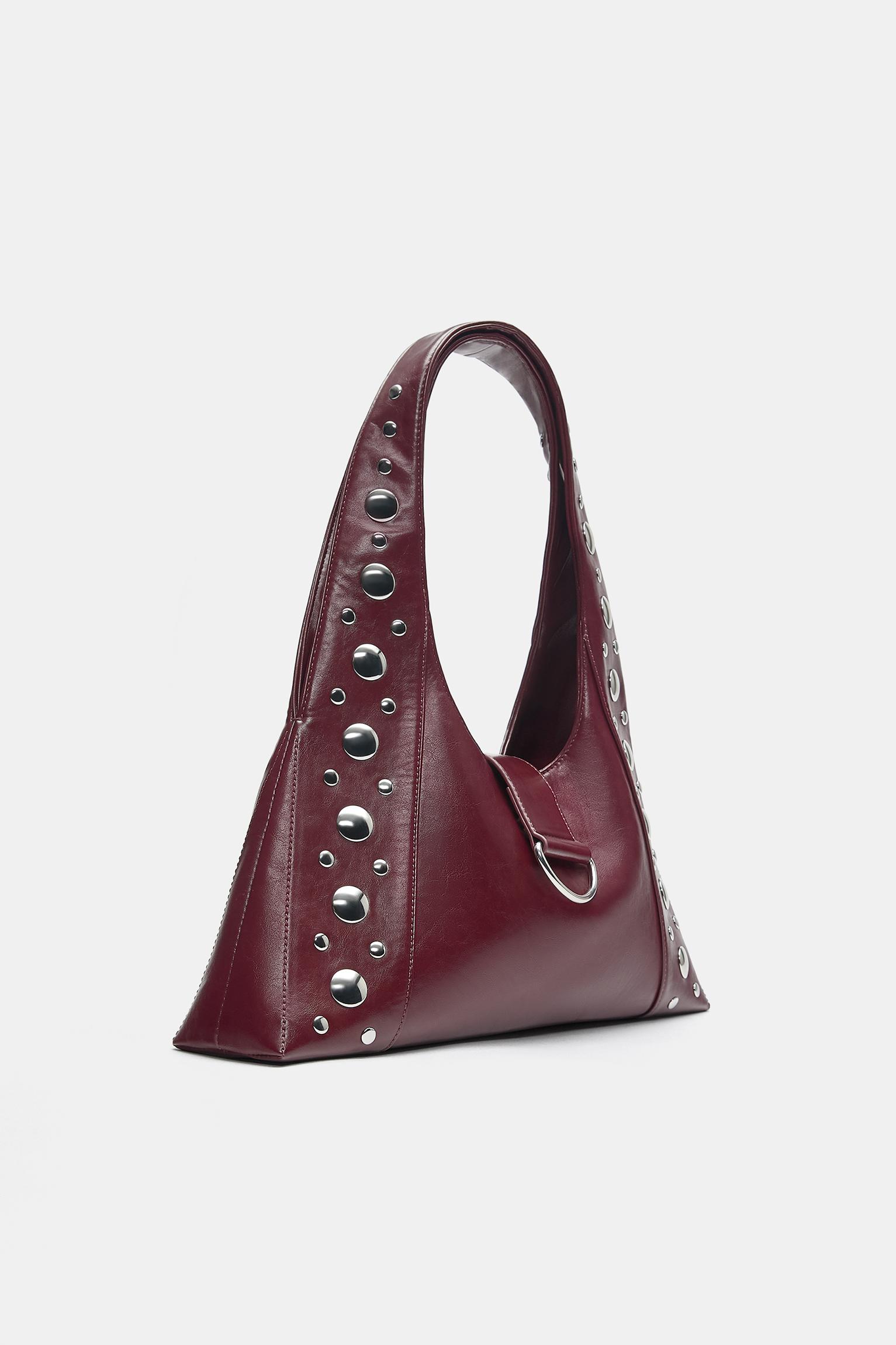 Studded shoulder bag — Burgundy