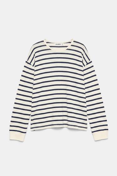 Oversize long sleeve striped T-shirt — Vanilla 6