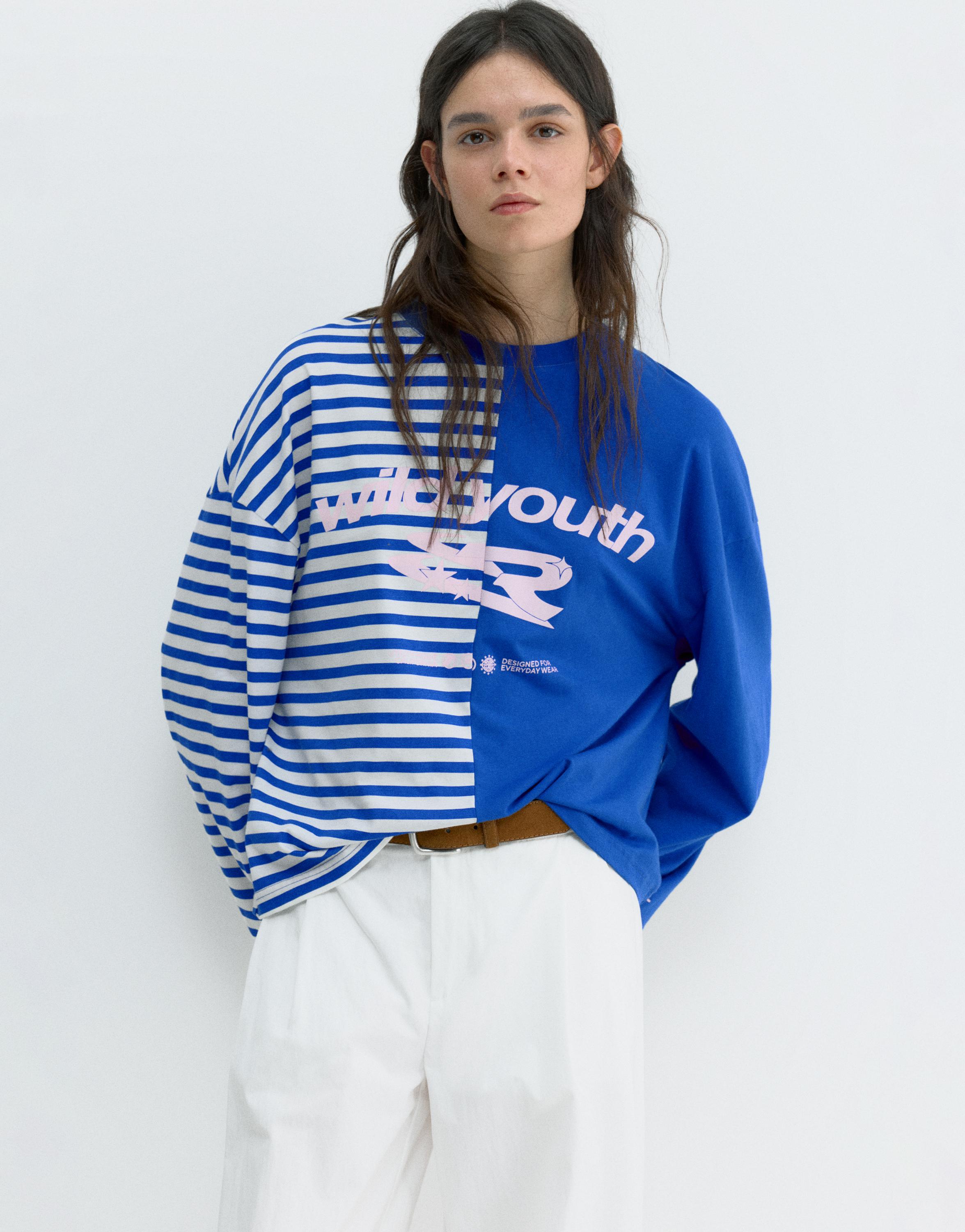 Graphic panel T-shirt — Dark blue
