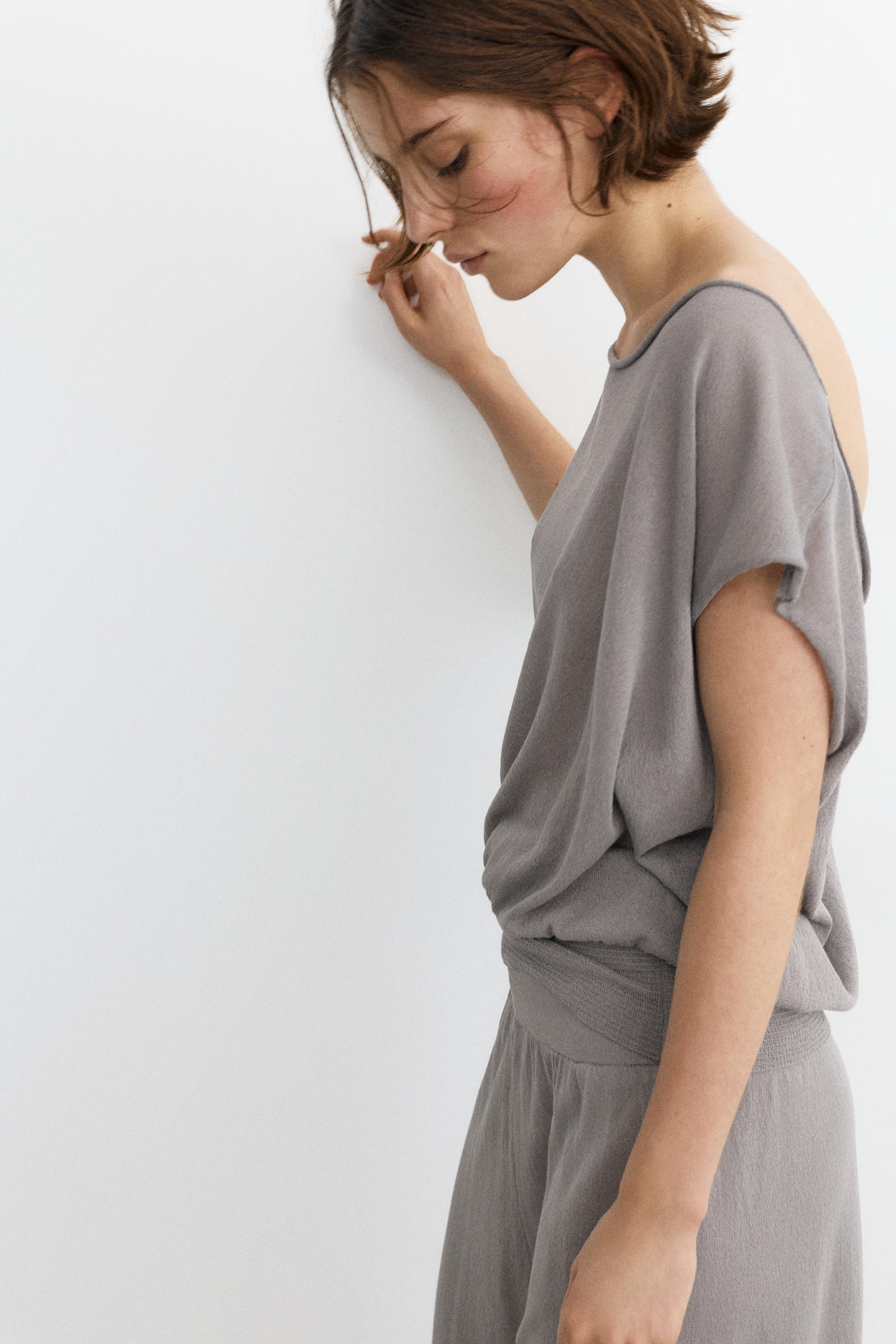 Elastic waist top — Steel