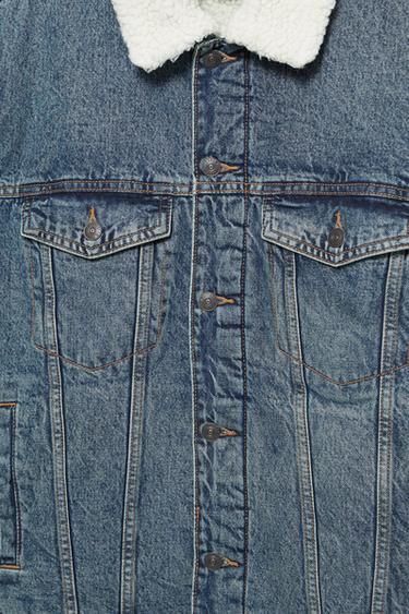 Denim jacket with faux shearling collar — Medium blue 8