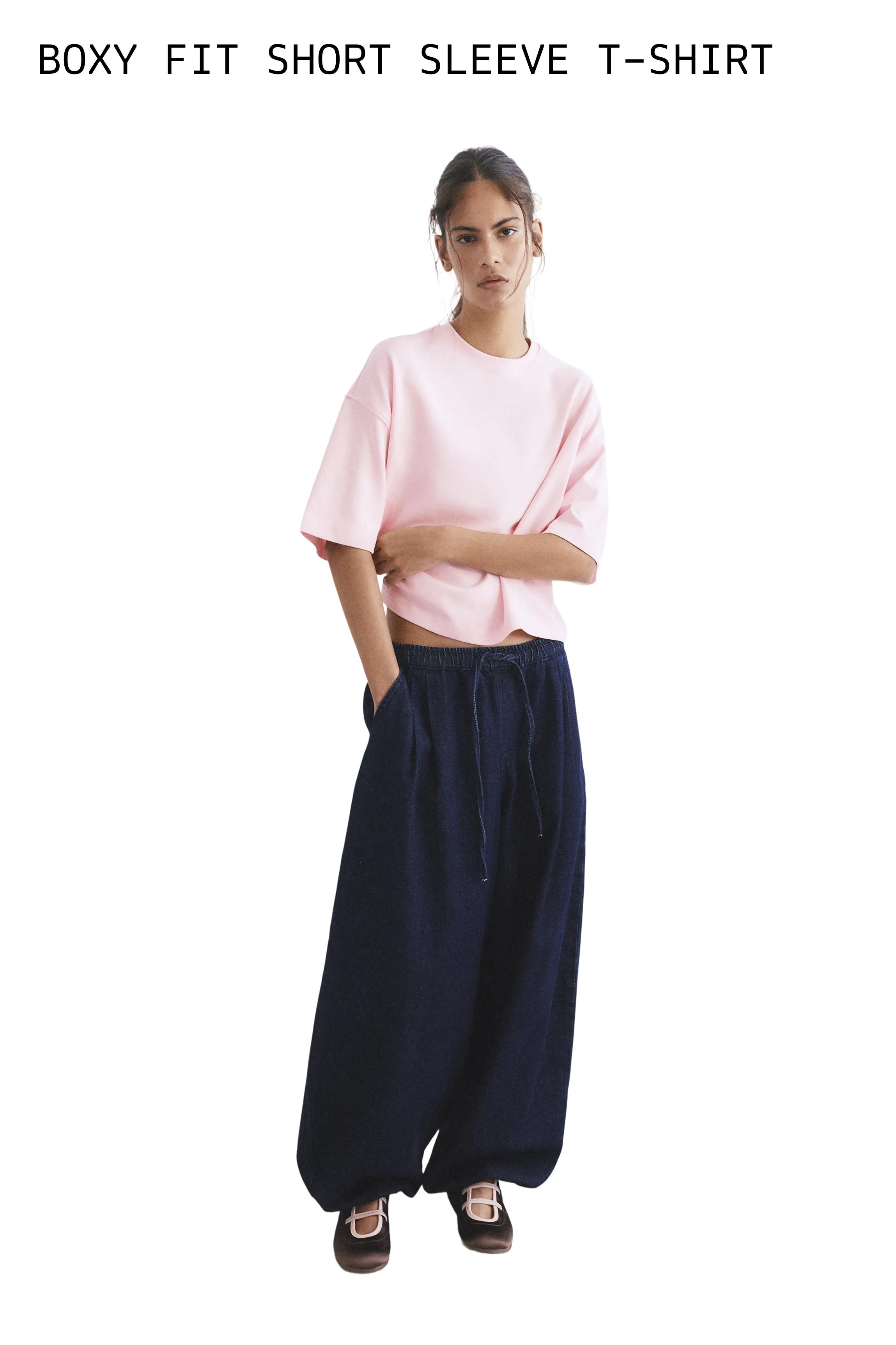 Boxy fit short sleeve T-shirt — Pale pink