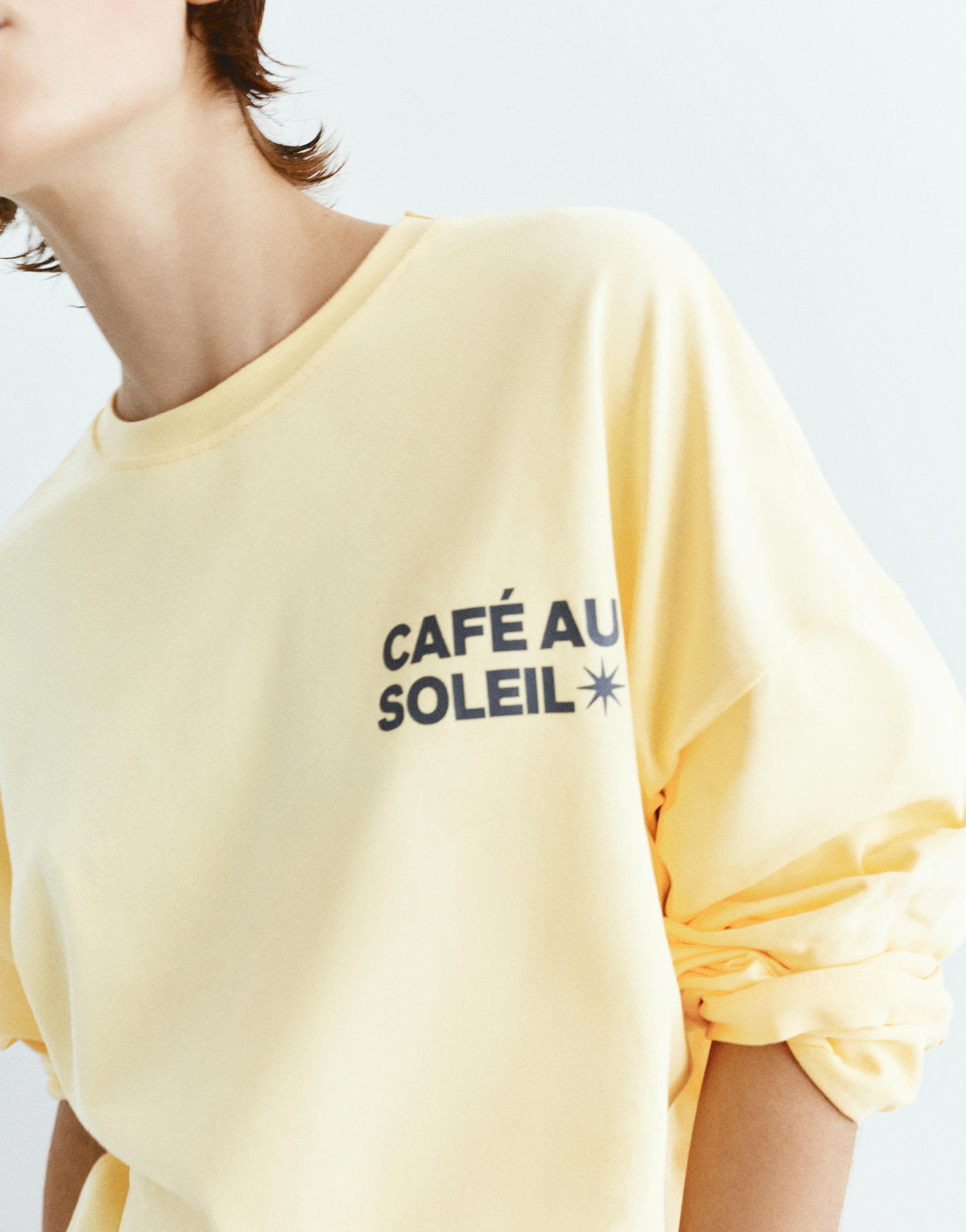 Long sleeve slogan T-shirt — Yellow