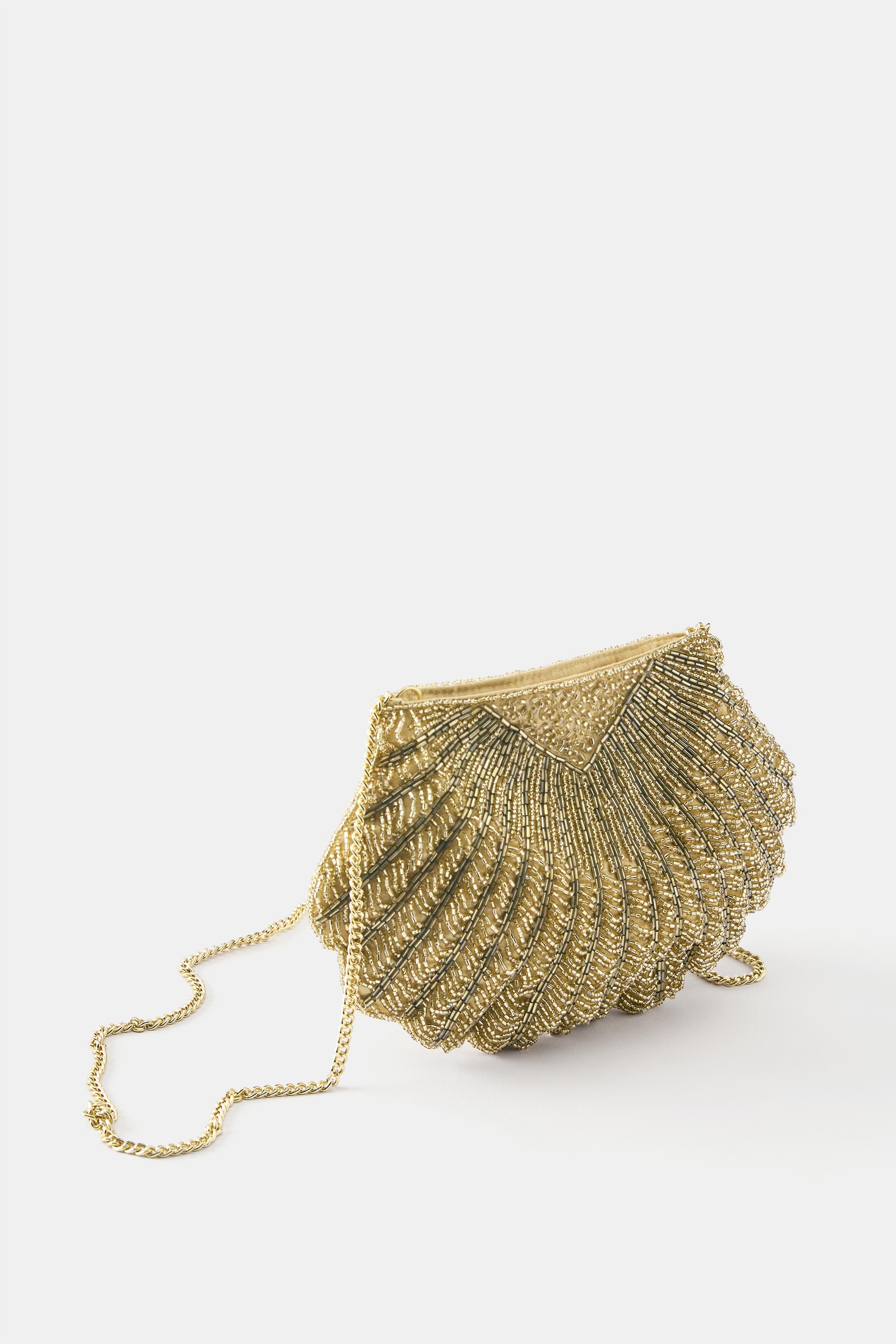 Beaded seashell bag — Gold