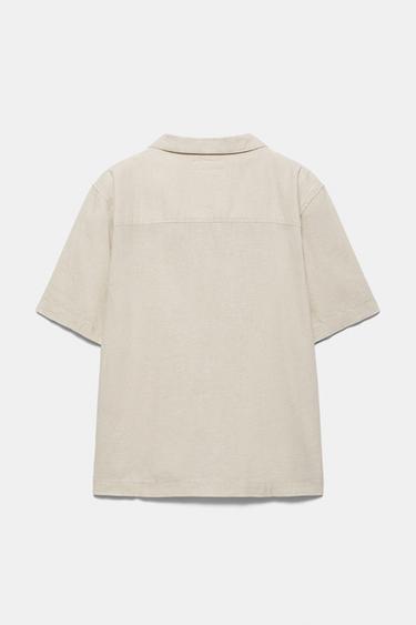 Short sleeve linen blend shirt — Beige 6