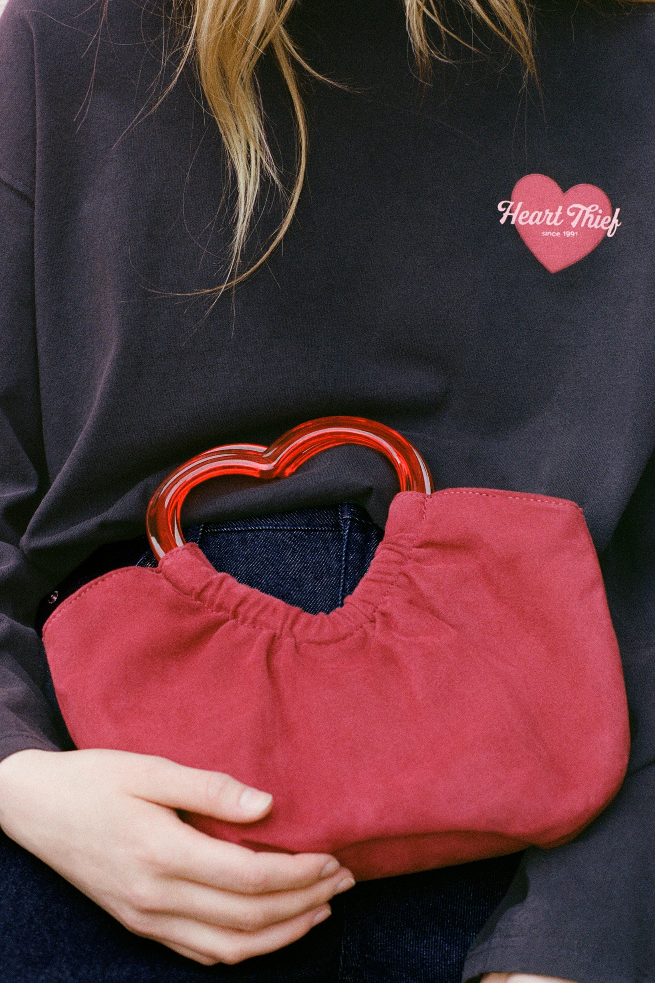 Heart-handle handbag — Red