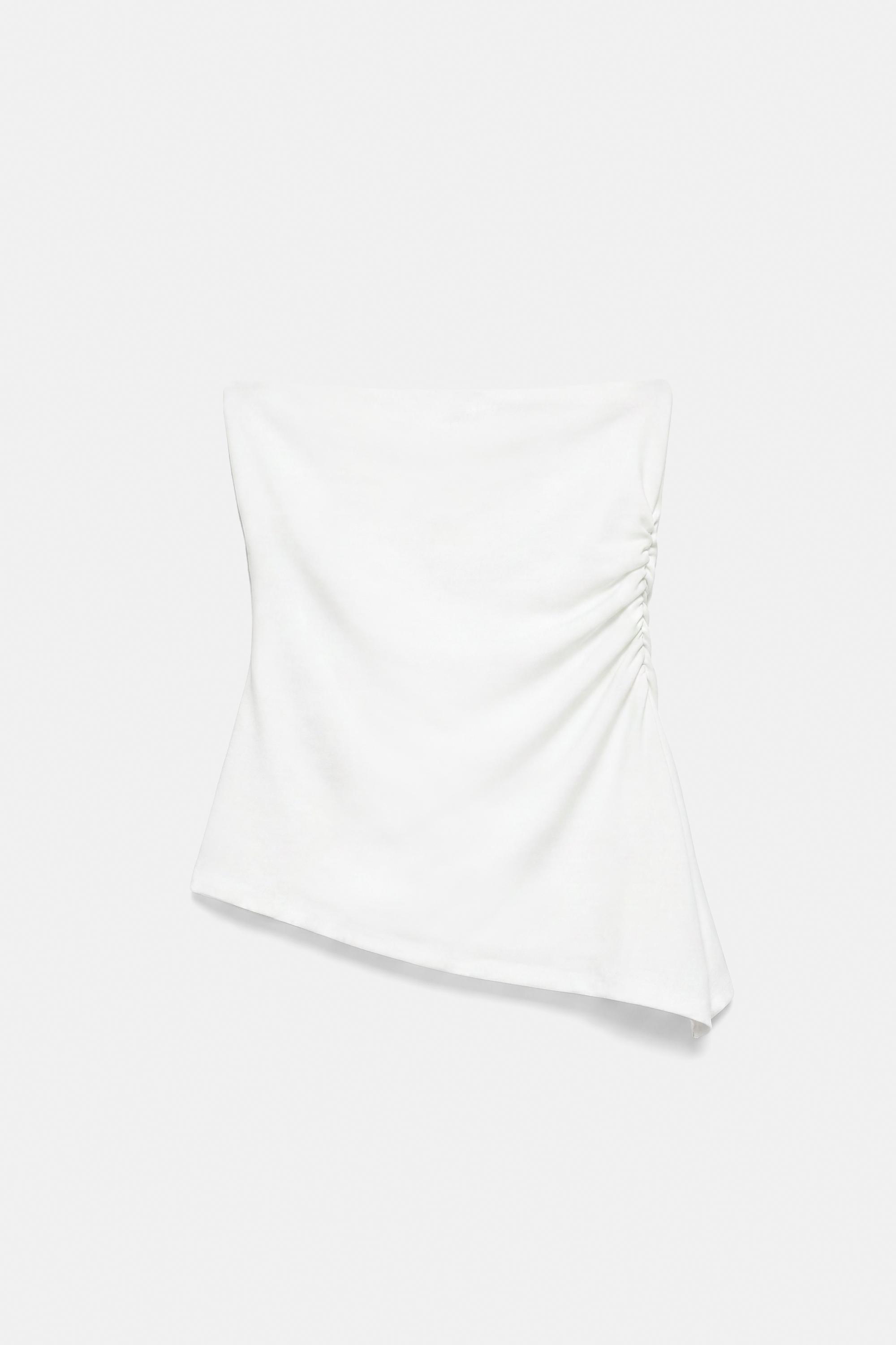 Asymmetric bandeau top — White