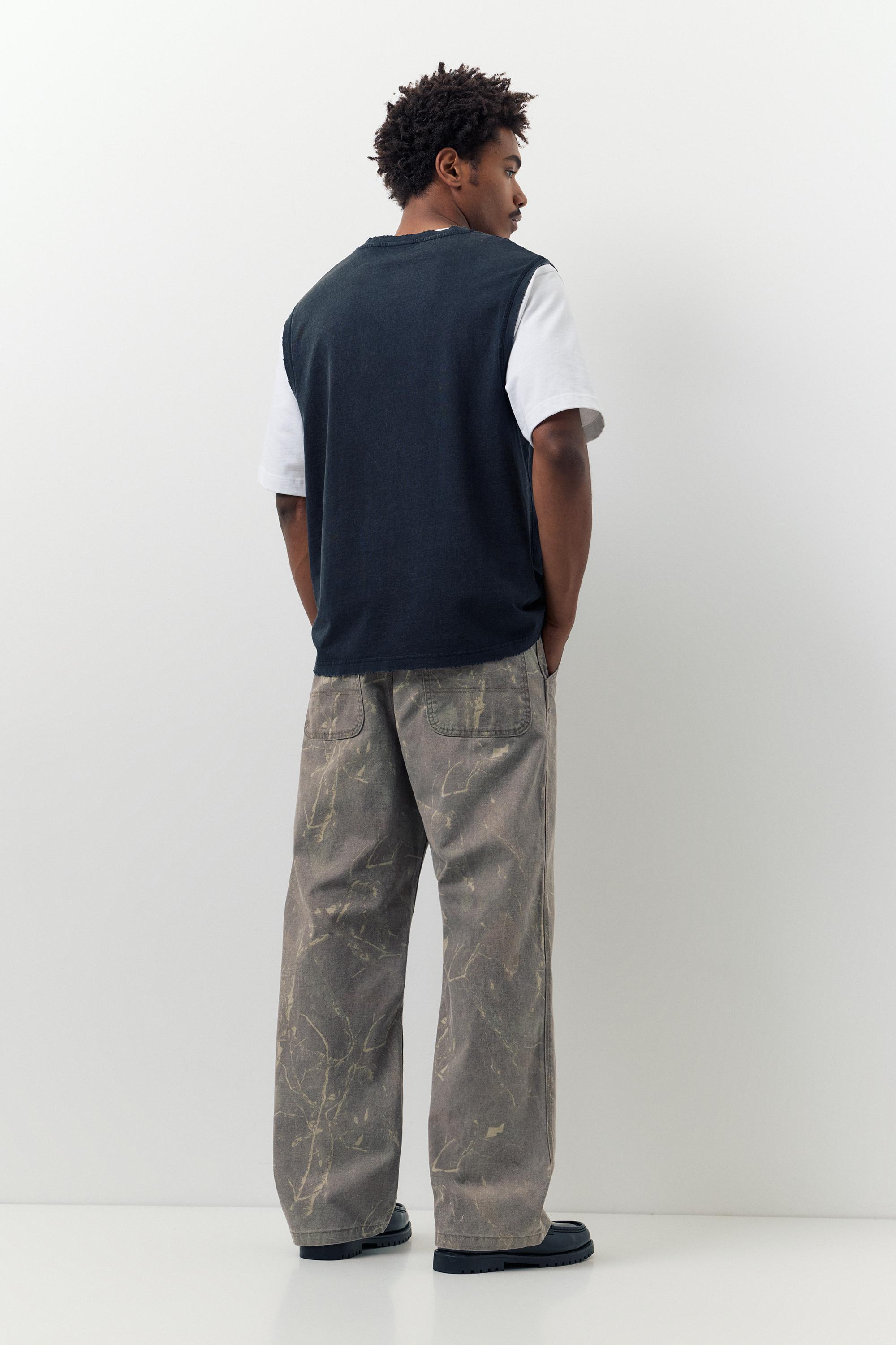 Printed wide-leg trousers — Grey