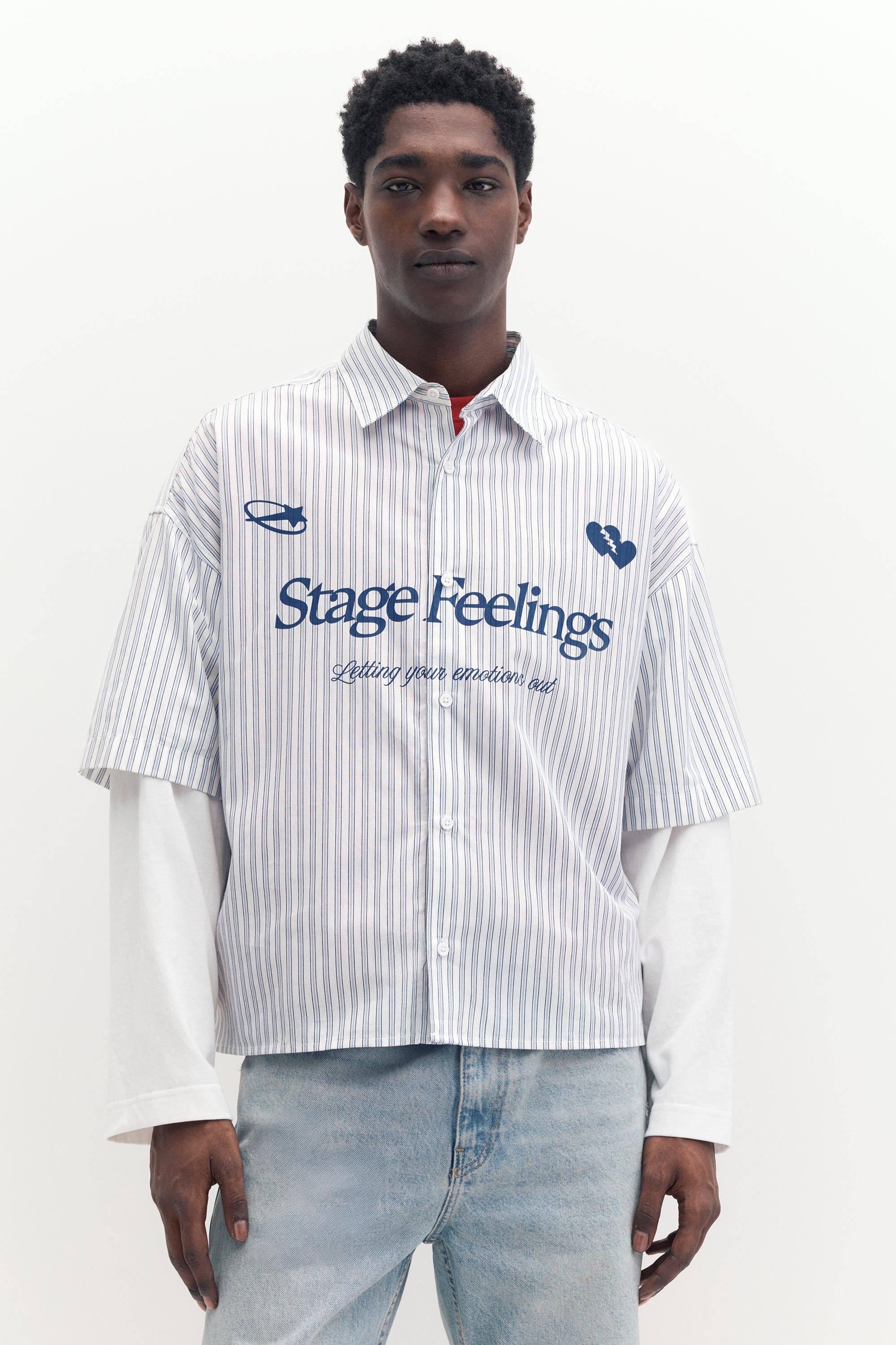 Çift kollu grafik detaylı gömlek - Görsel 4