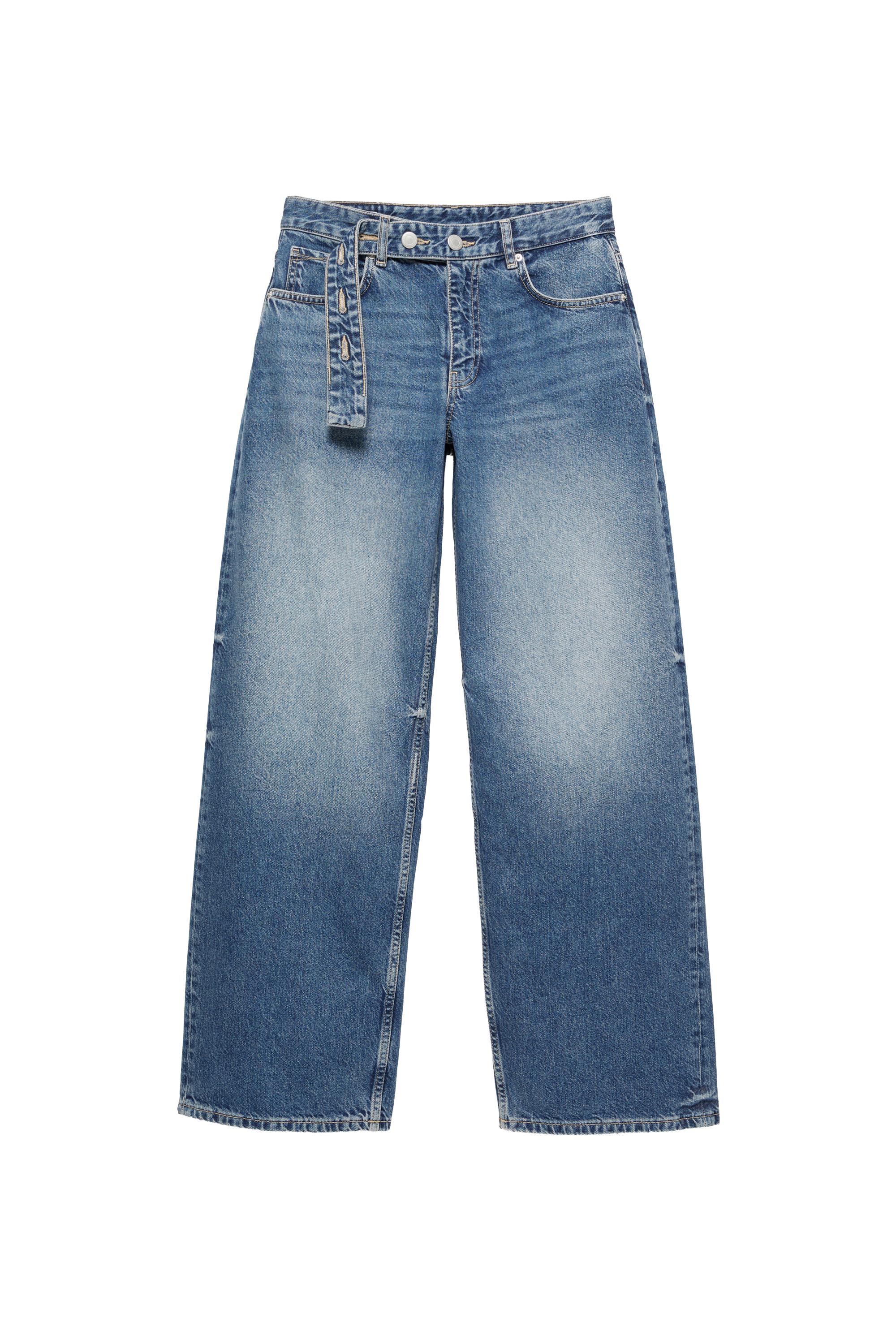 Pull&Bear Kemerli relaxed baggy jean görsel 2