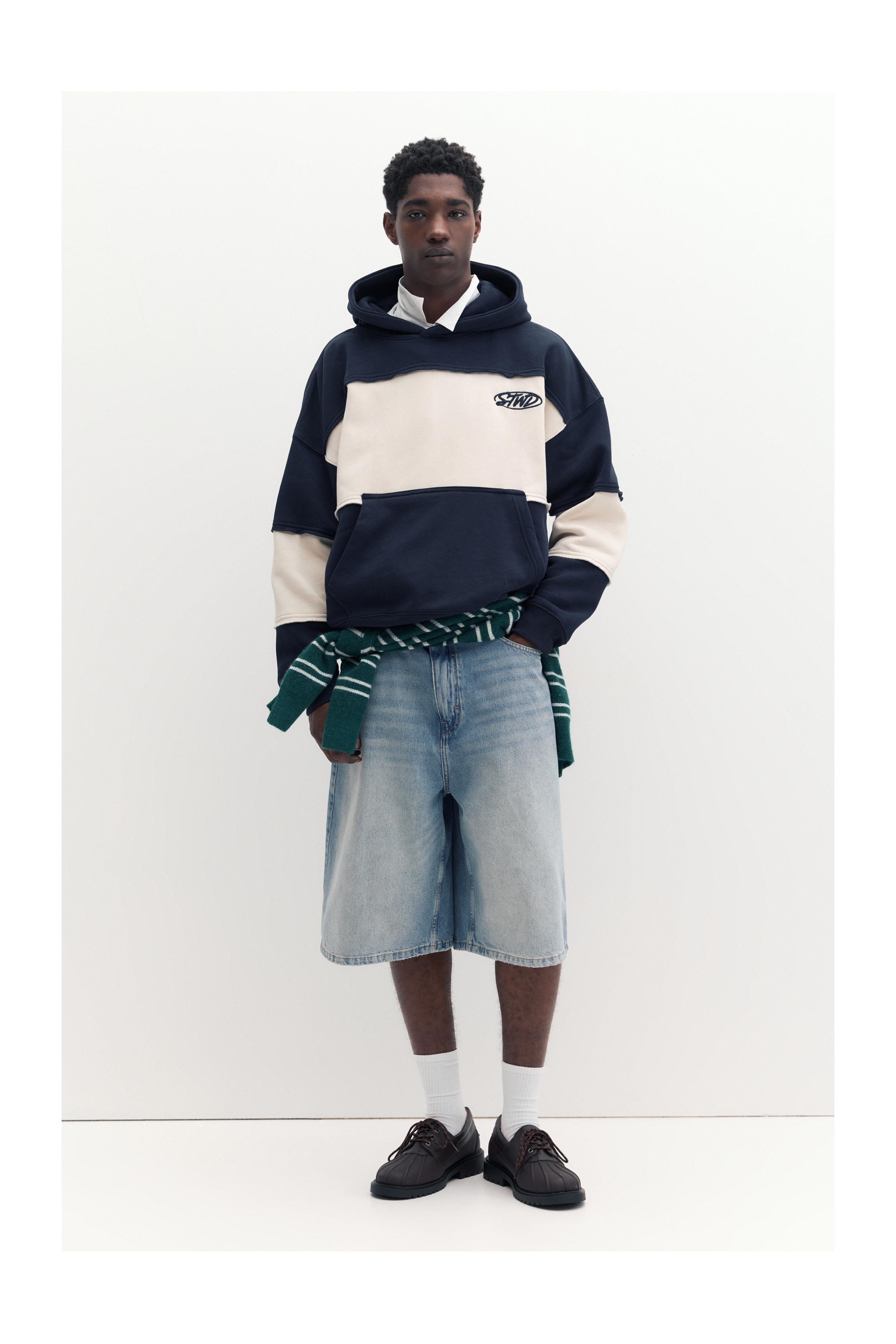 Panelli kapüşonlu STWD Studio sweatshirt - Görsel 16