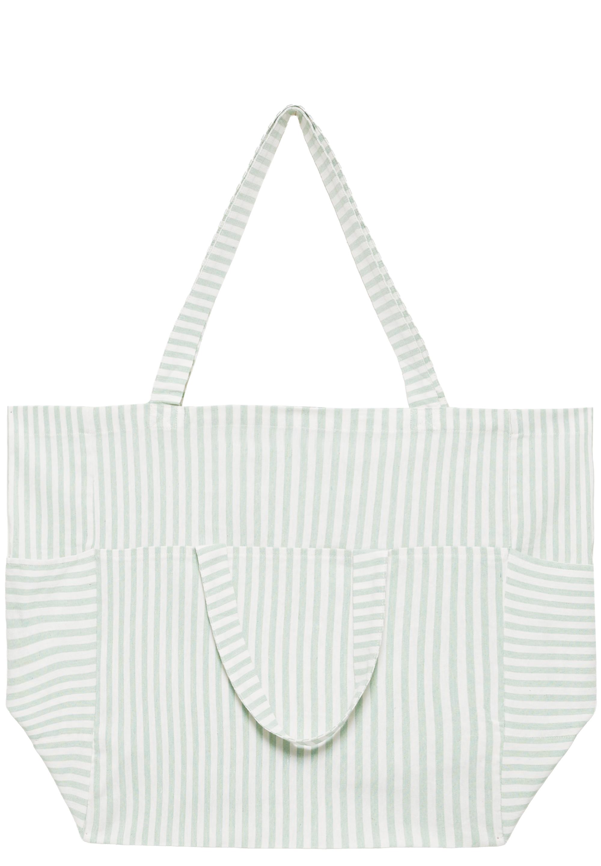 Large striped tote bag — Faded green