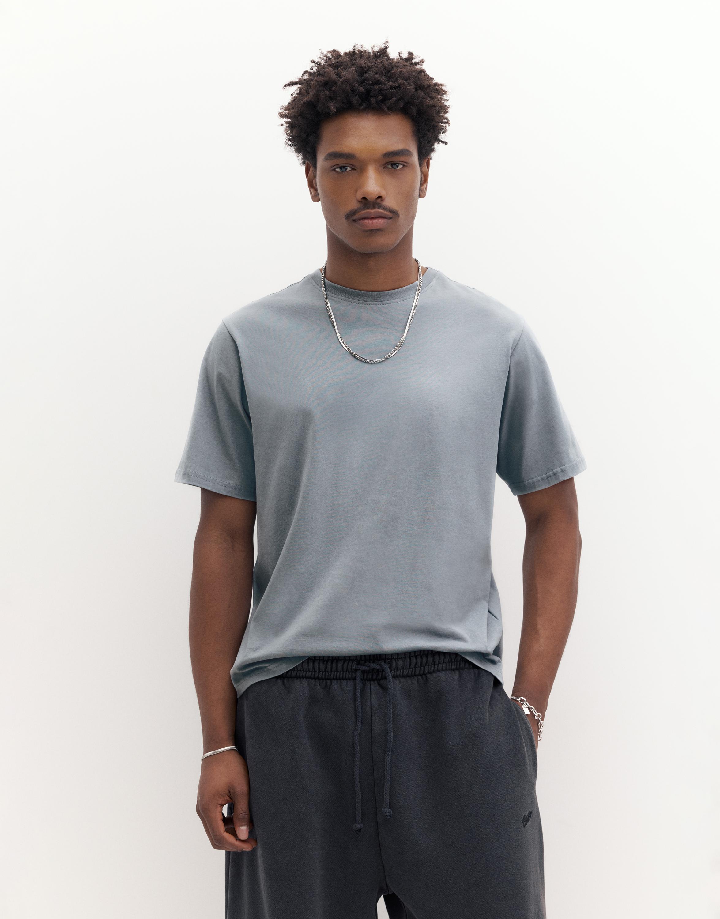 Basic short sleeve cotton T-shirt — Pastel blue