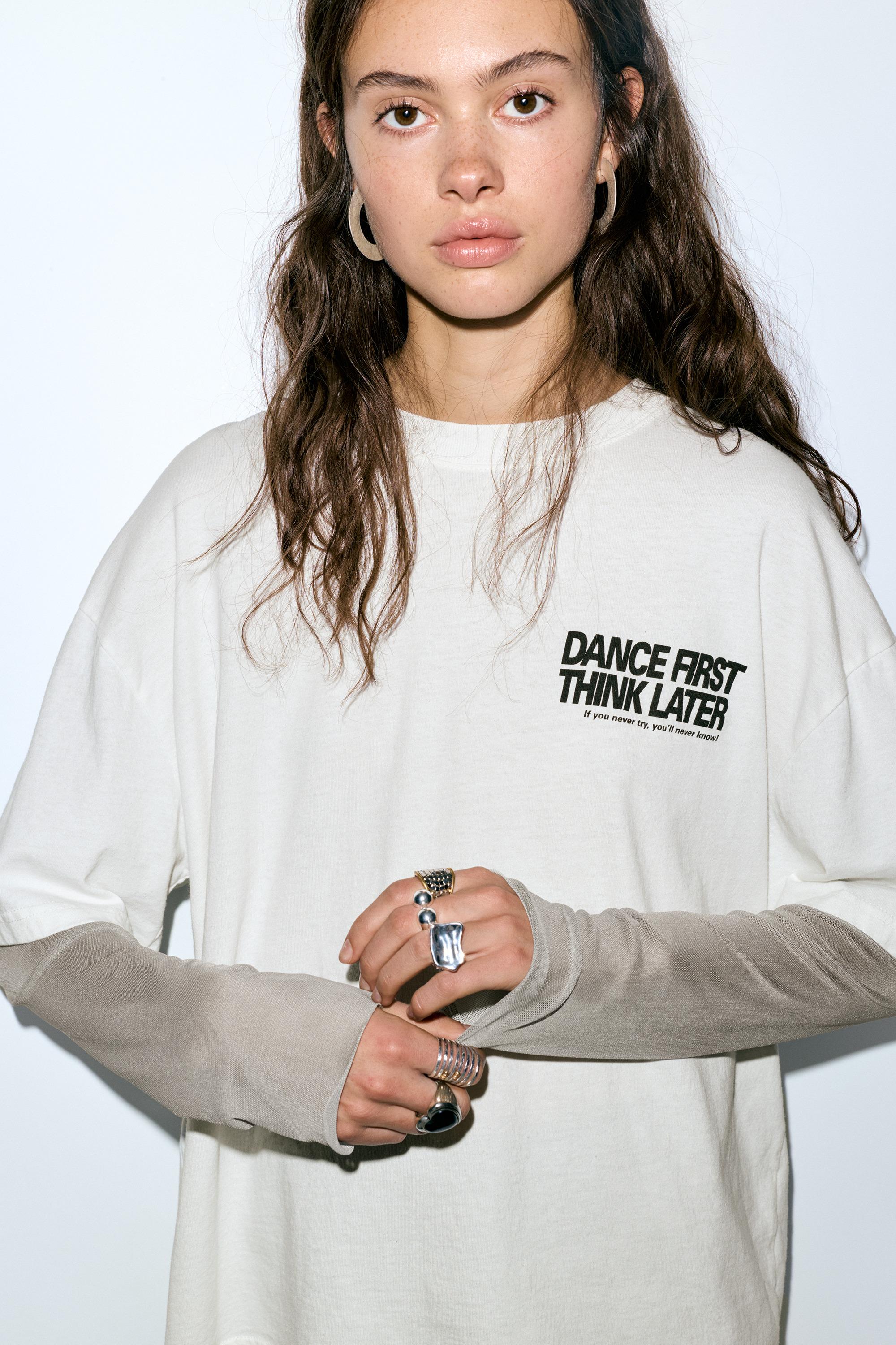 Double sleeve T-shirt with slogan — Ice