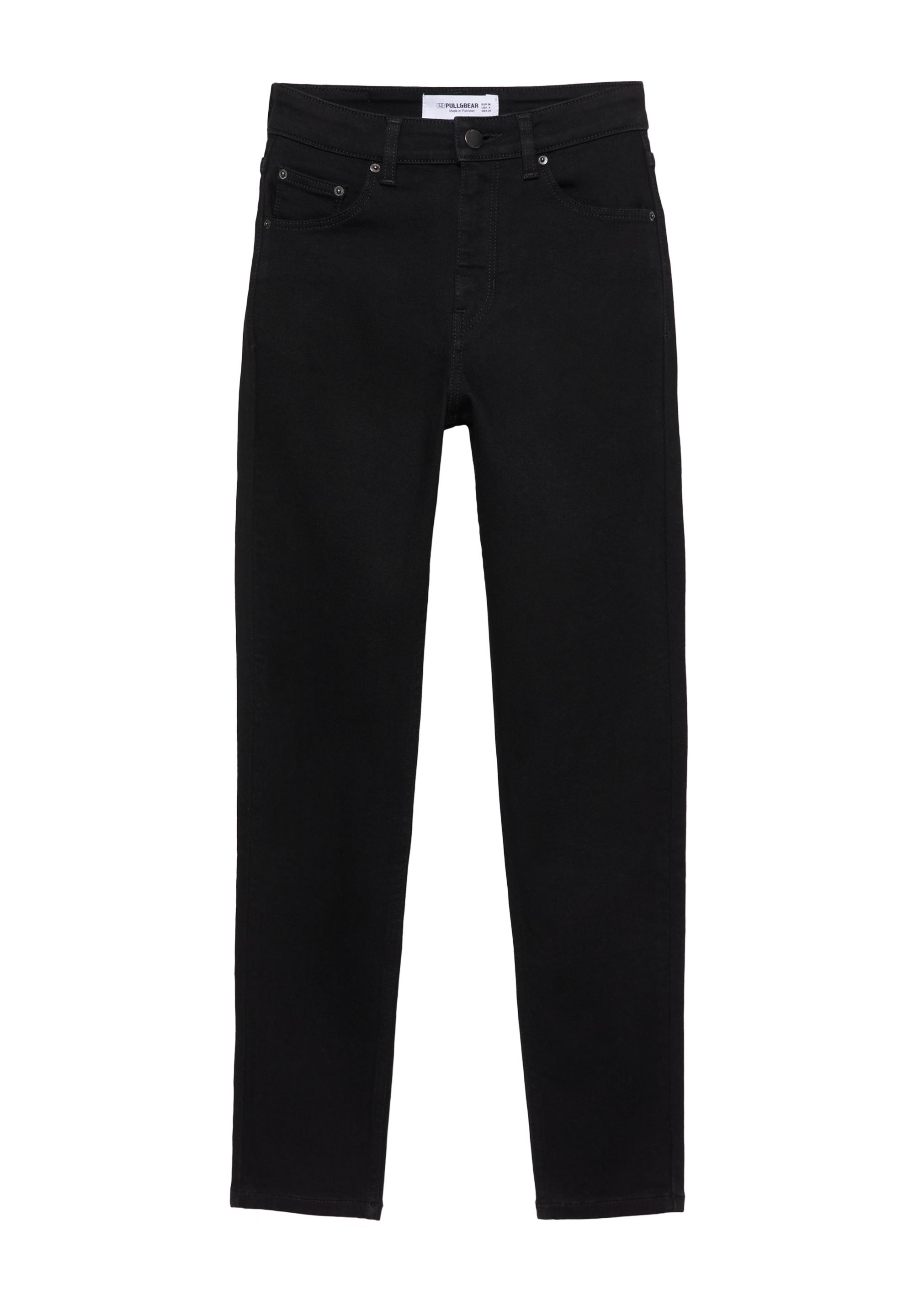 High-waist skinny jeans — Black marl