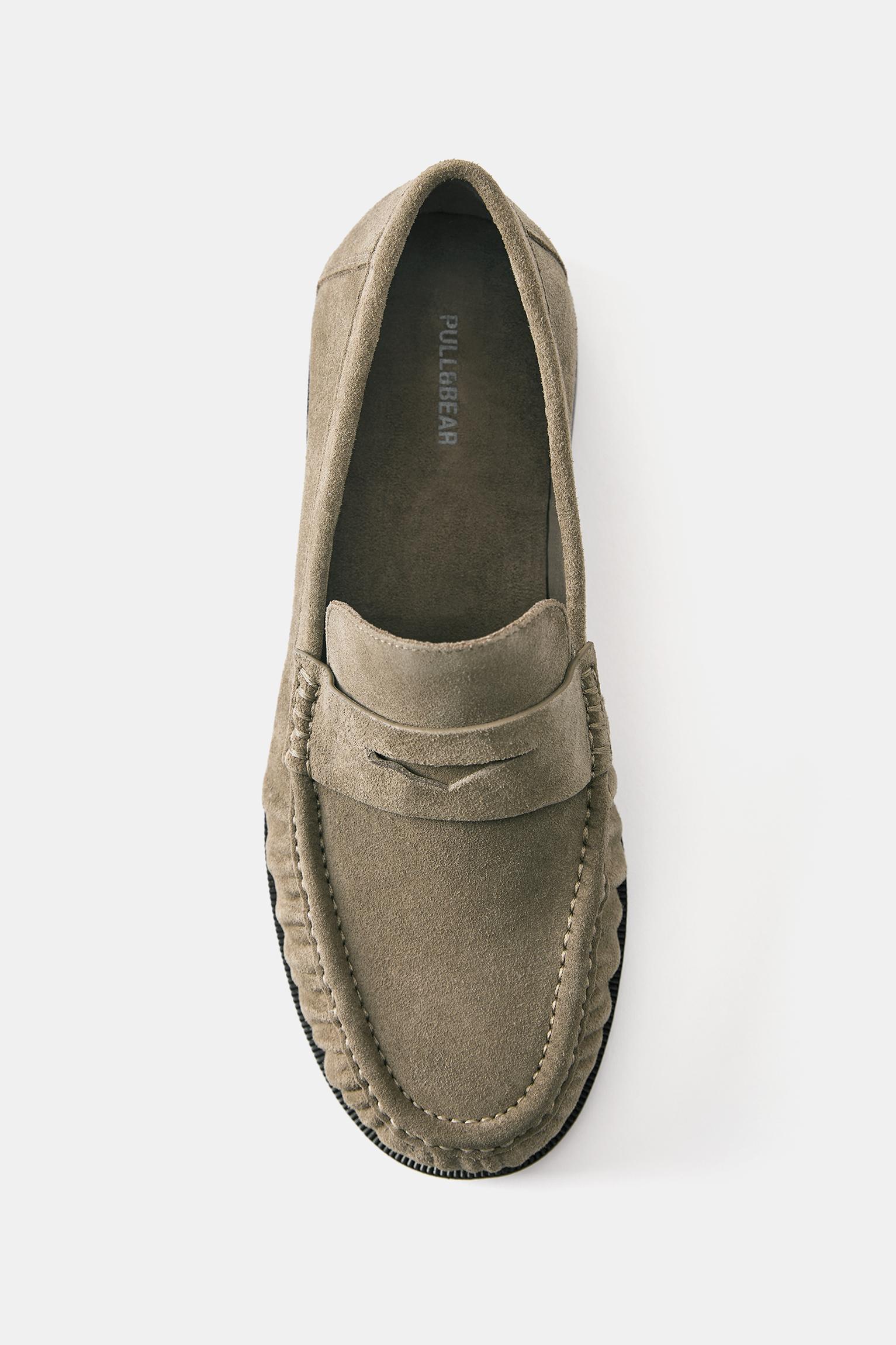 Gathered leather loafers — Brown