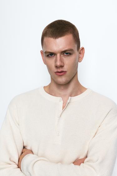 Henley collar jumper — White 4