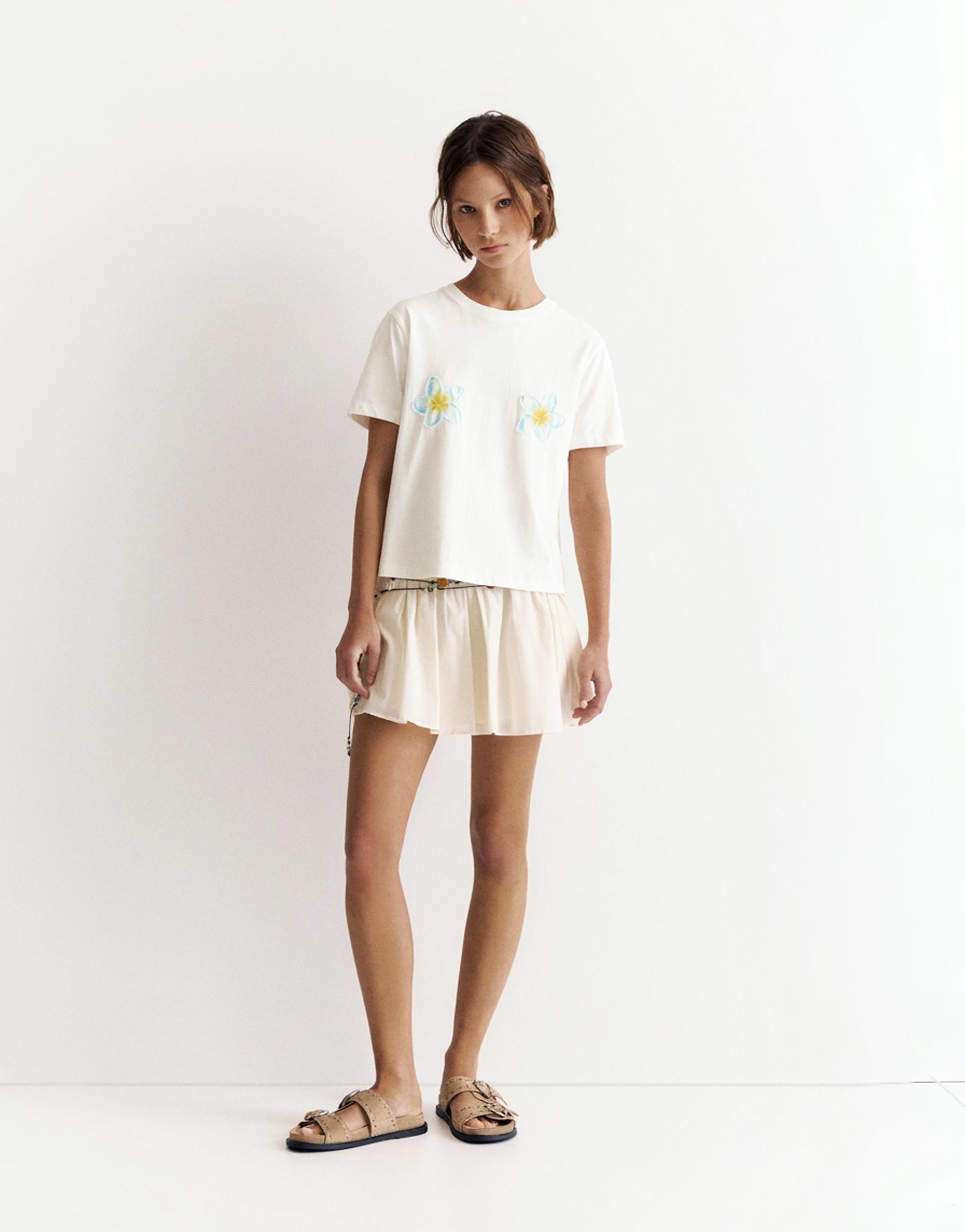 Tahiti floral T-shirt — Ice