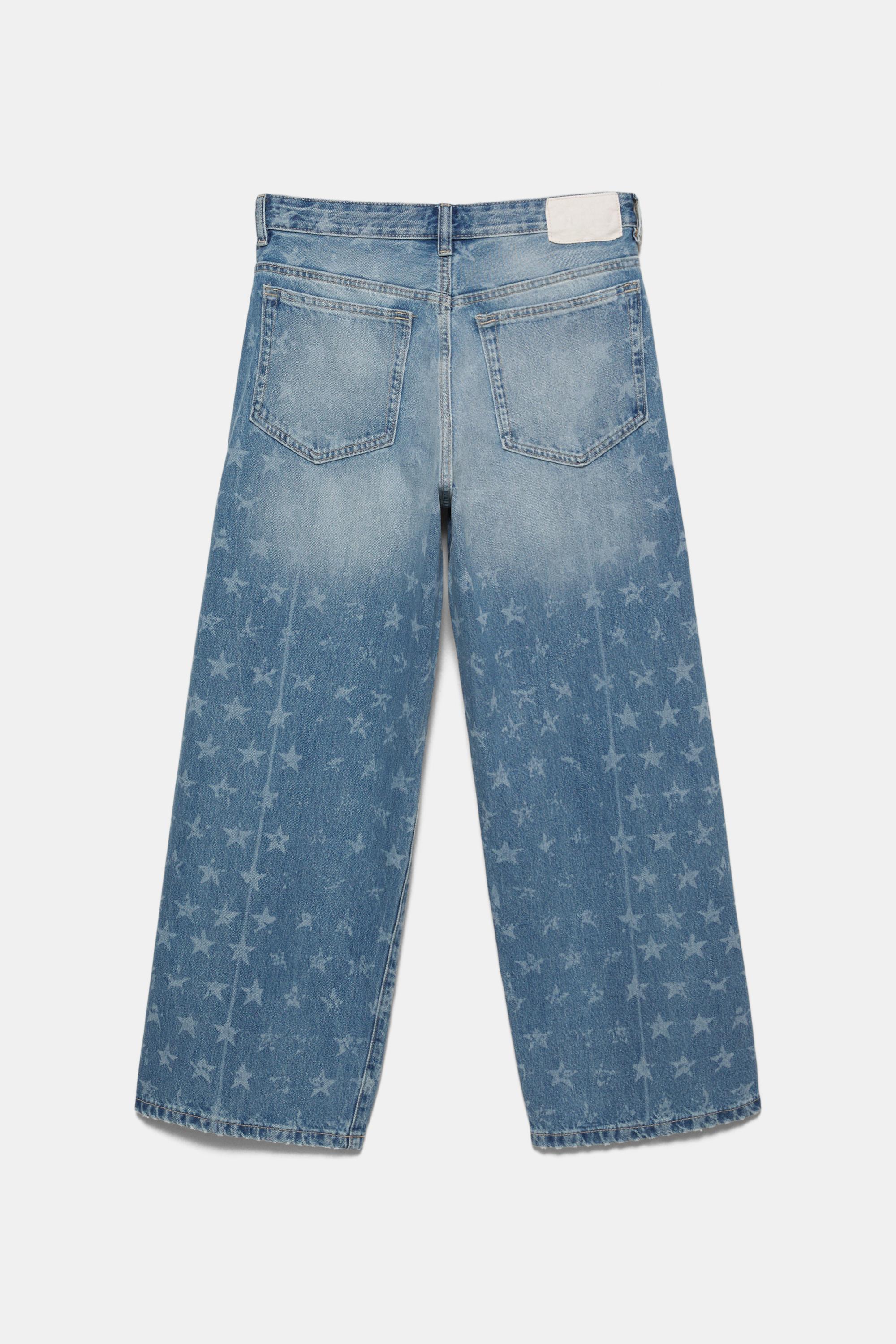 Star print wide-leg jeans — Medium blue