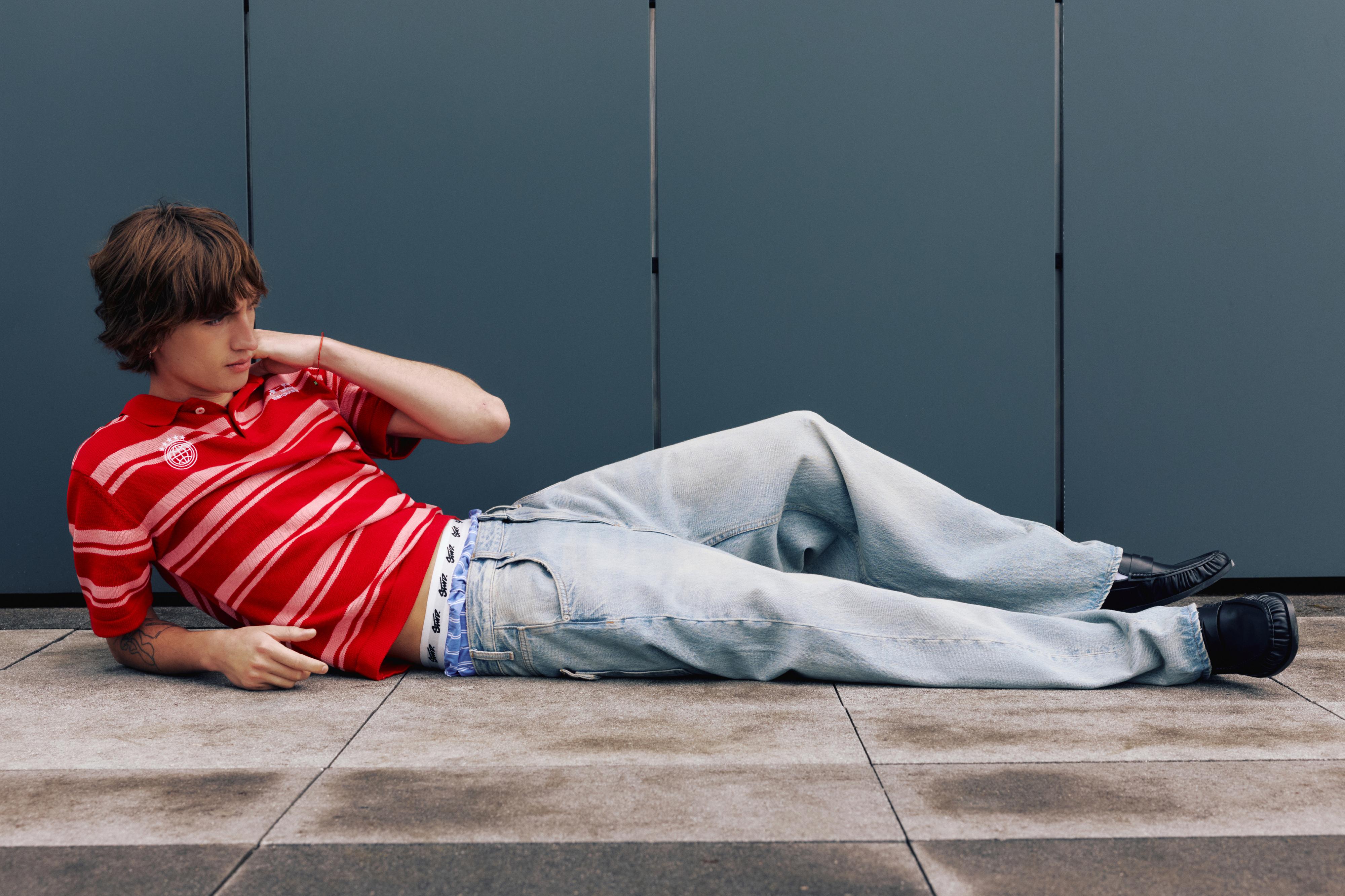 STWD striped knit polo shirt — Red