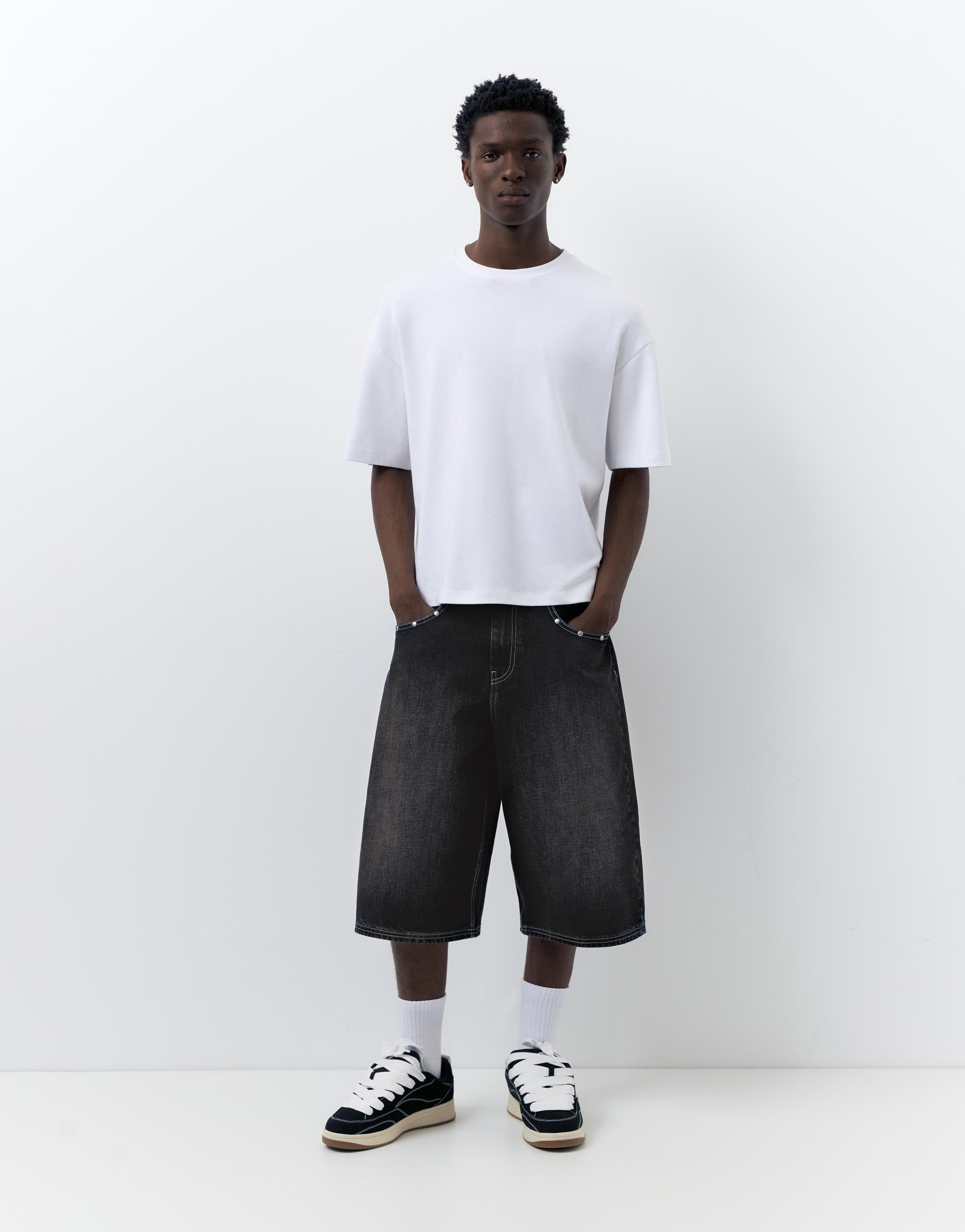 STWD studded jorts — Faded black