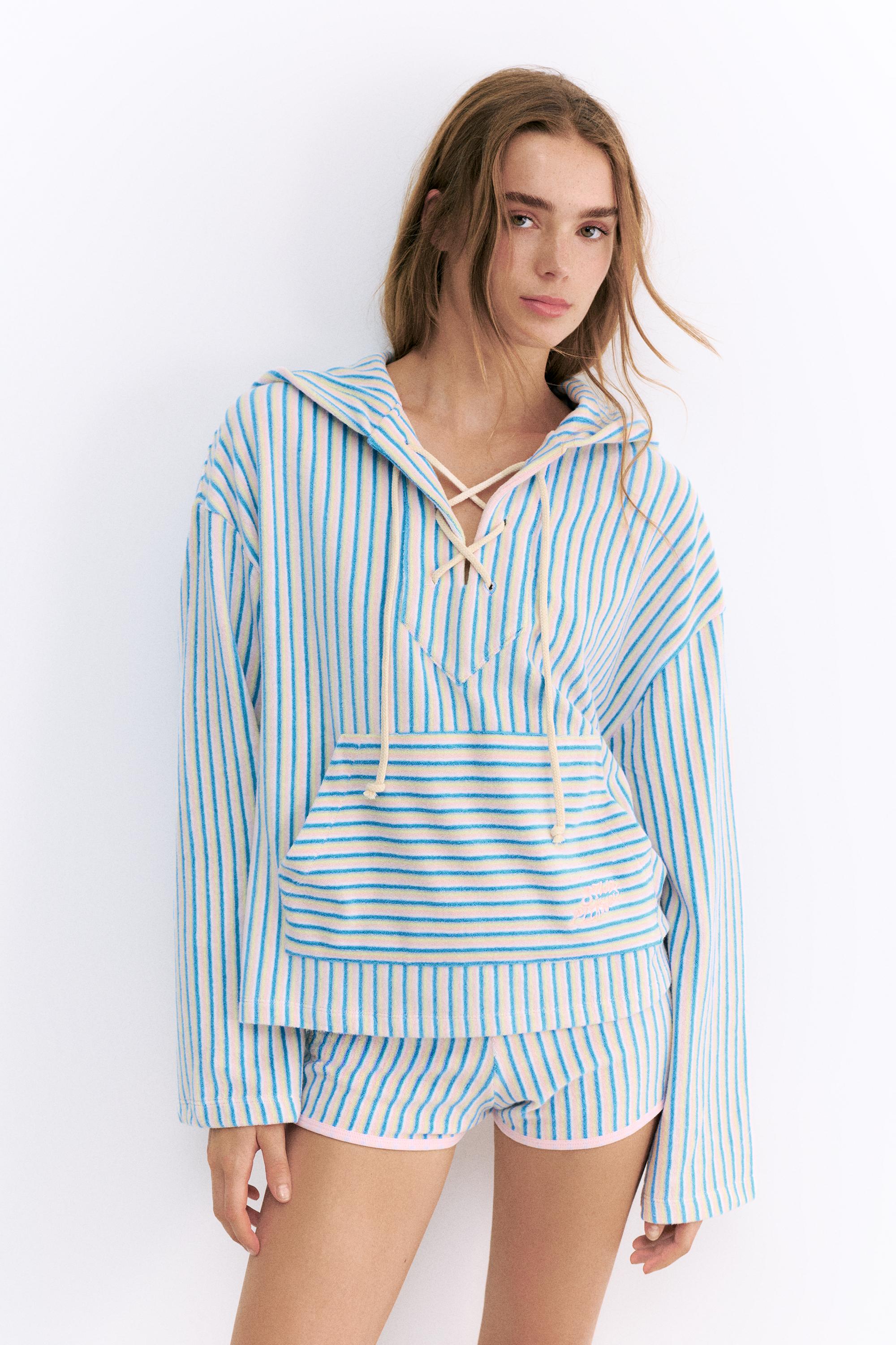 Pleasures x STWD towelling hoodie — Striped