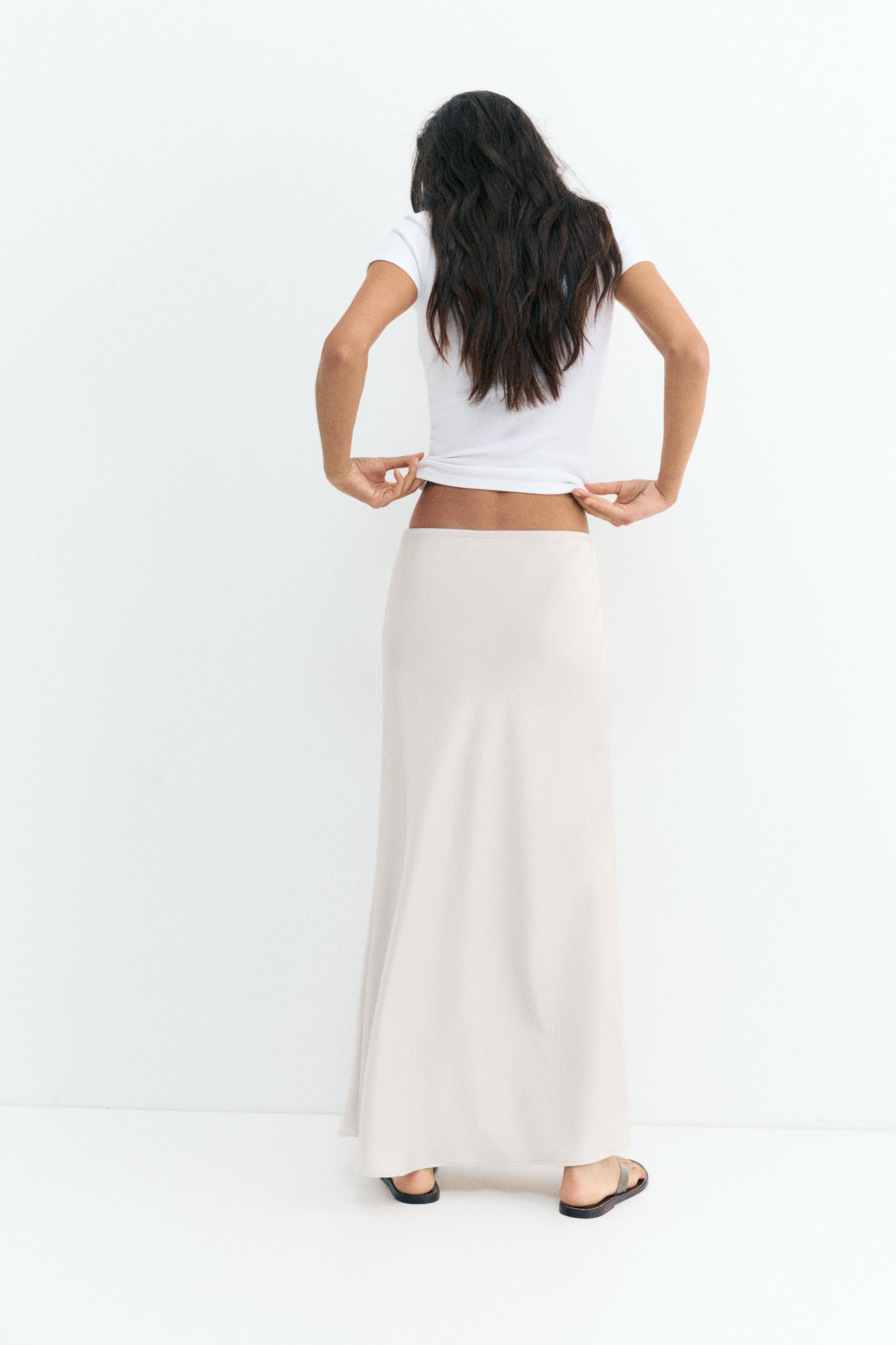 Satin midi skirt — Ecru