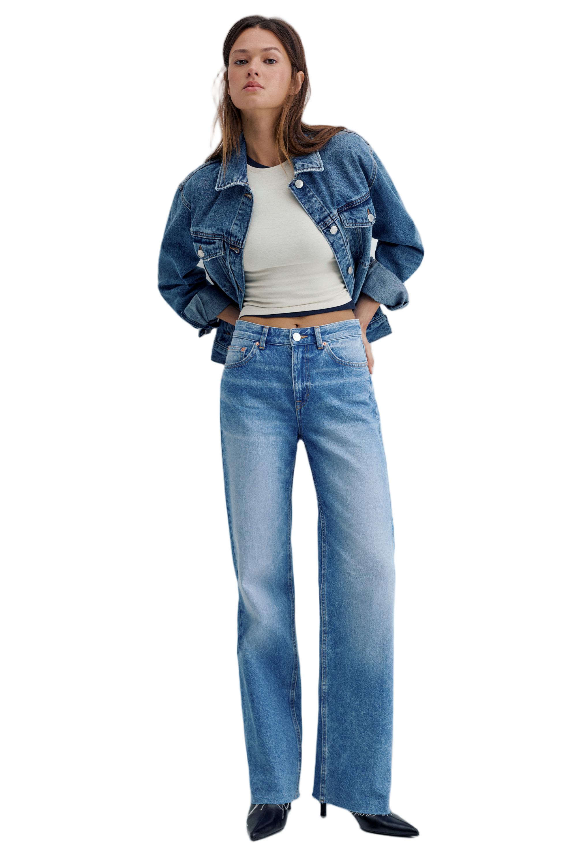 High-waist wide straight-leg jeans — Indigo