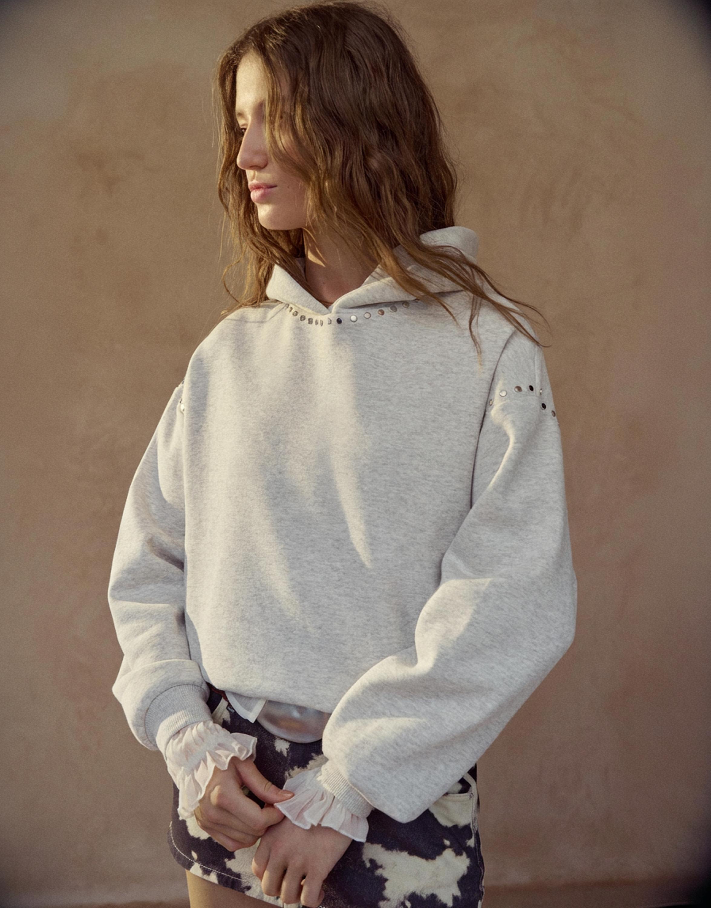 Çıtçıtlı kapüşonlu sweatshirt - Görsel 6