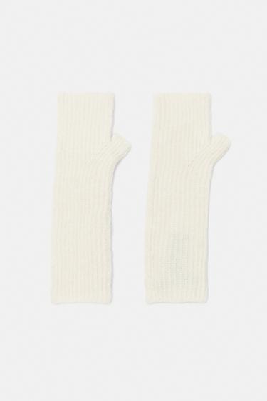 Ribbed knit mittens — Ecru 1