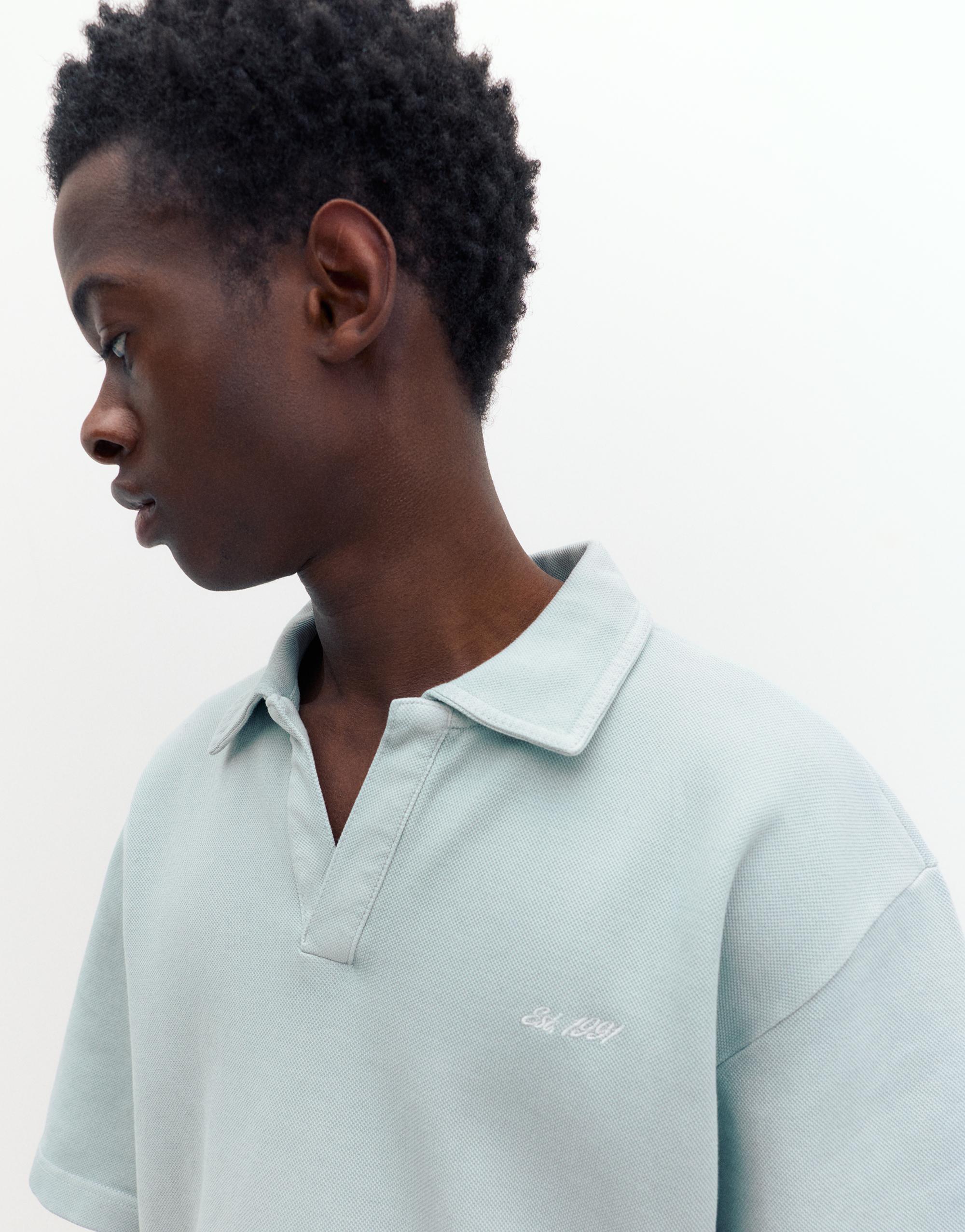 Short sleeve piqué polo shirt — Bluish grey
