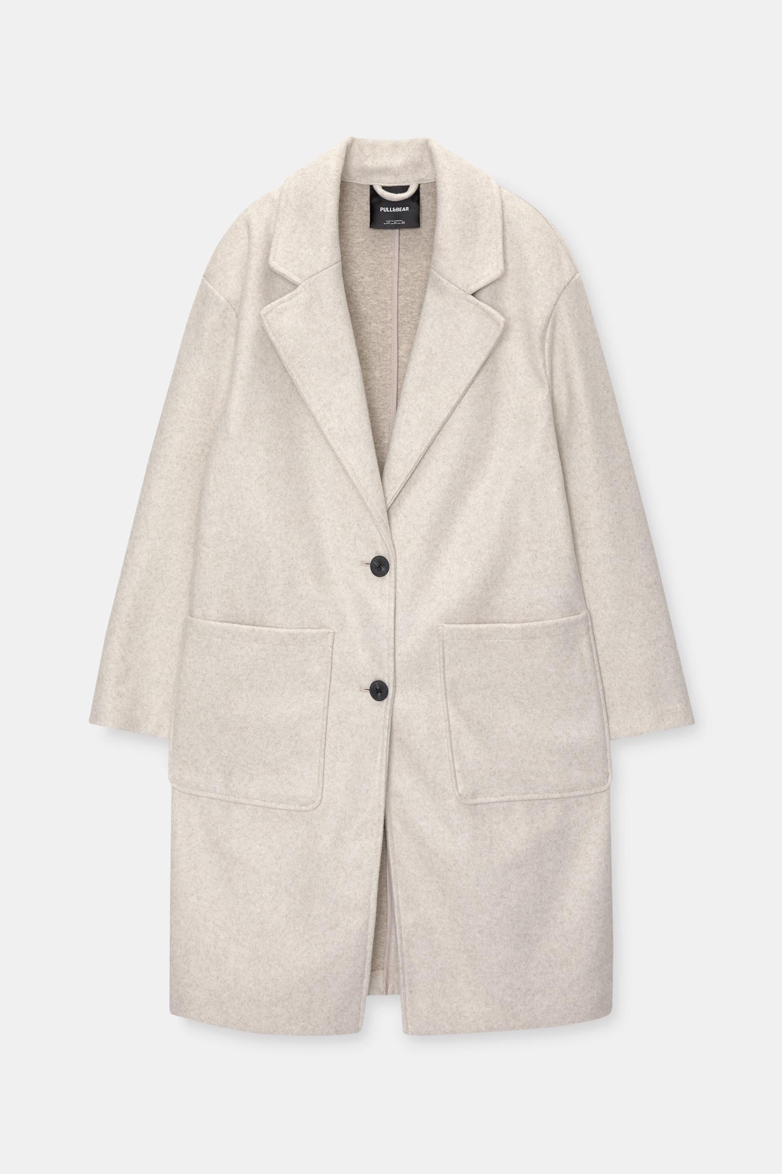 Synthetic wool coat with patch pockets PULL BEAR