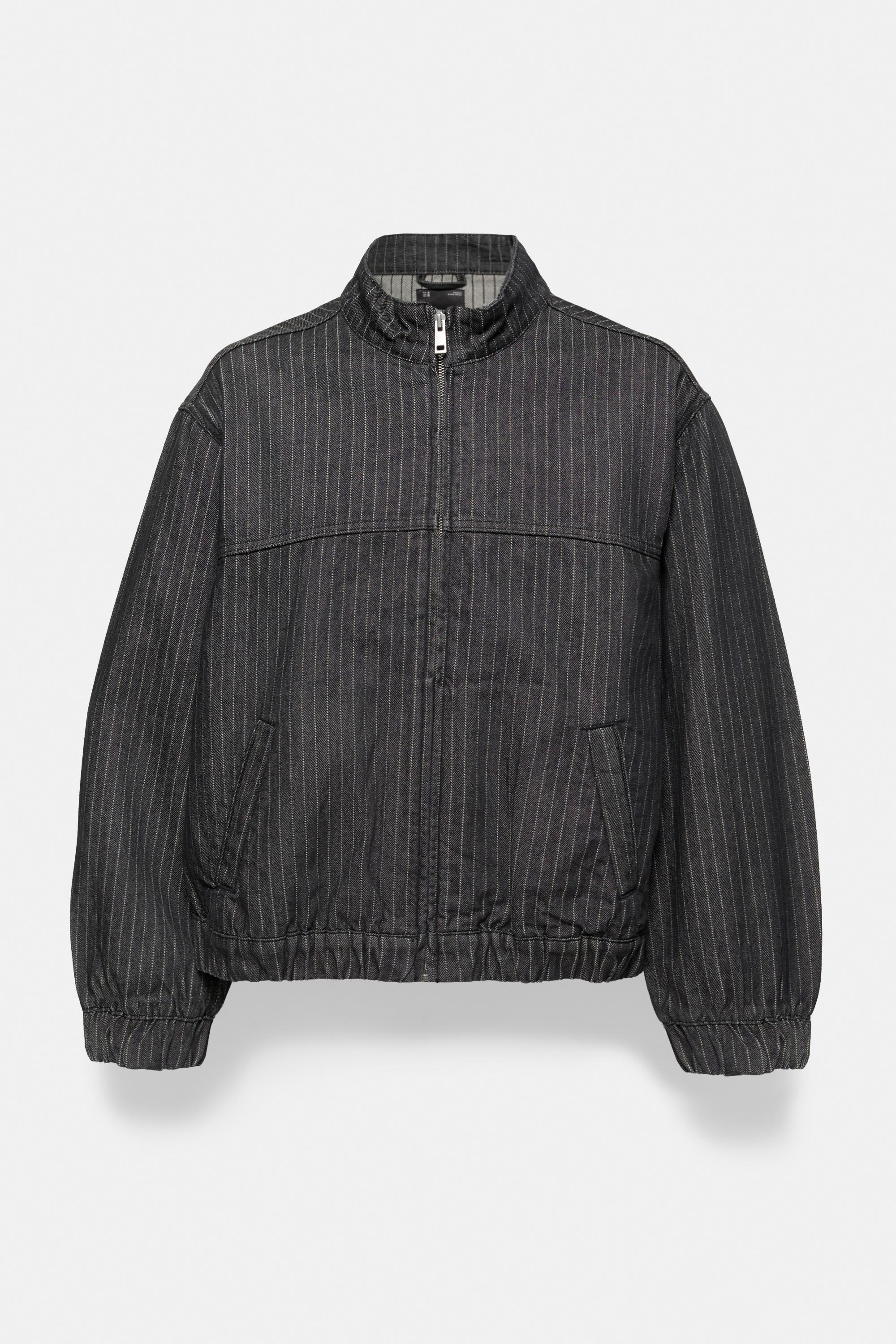 Striped denim jacket — Black