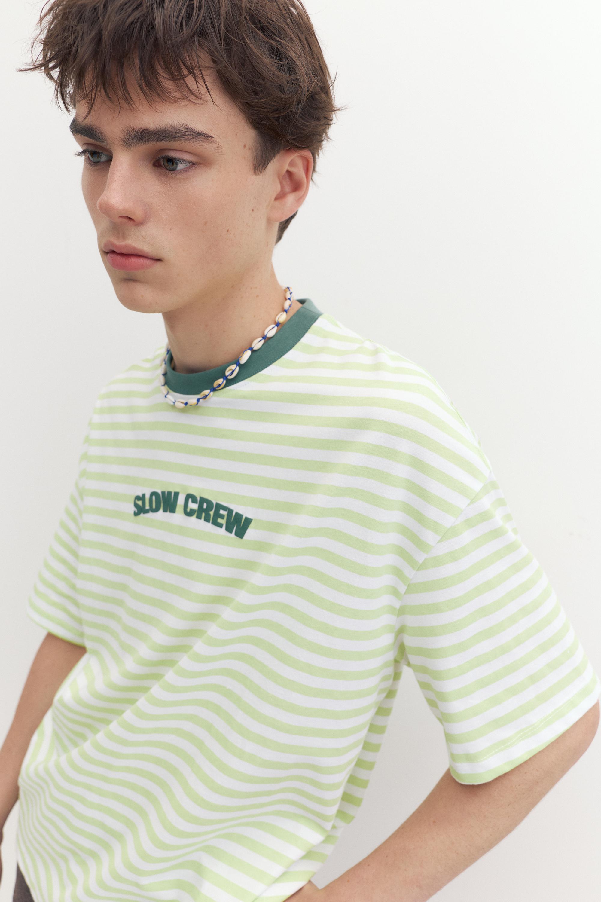 STWD boxy striped T-shirt — Green