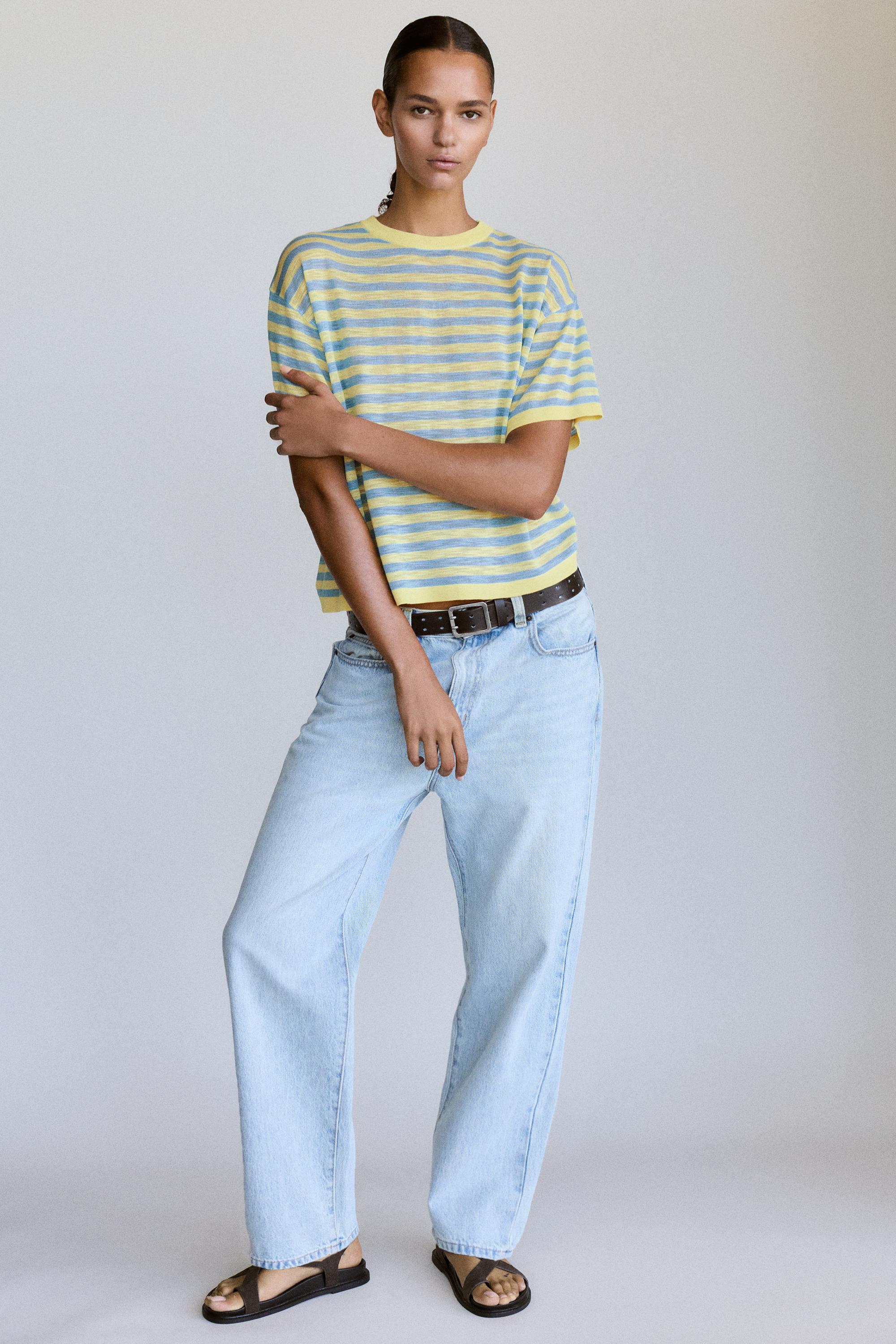 Striped knit T-shirt — Yellow