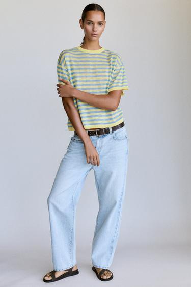 Striped knit T-shirt — Yellow 4