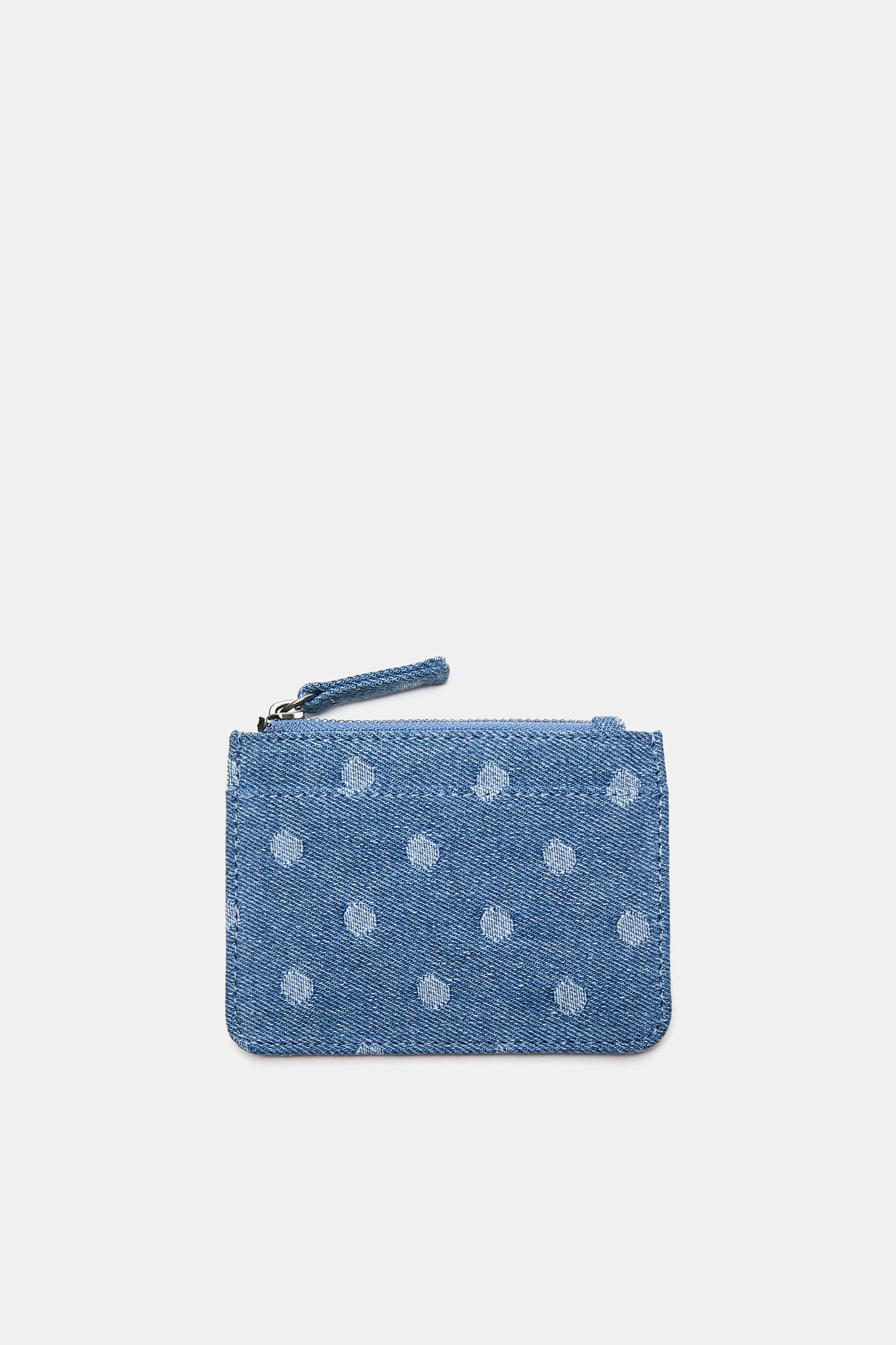 Denim polka dot card holder — Sand