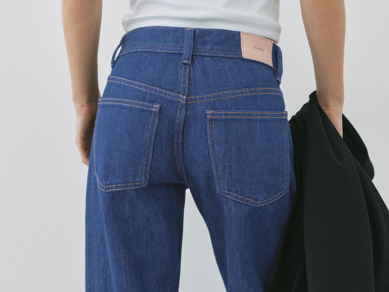 Low-rise straight-leg jeans — Ink blue