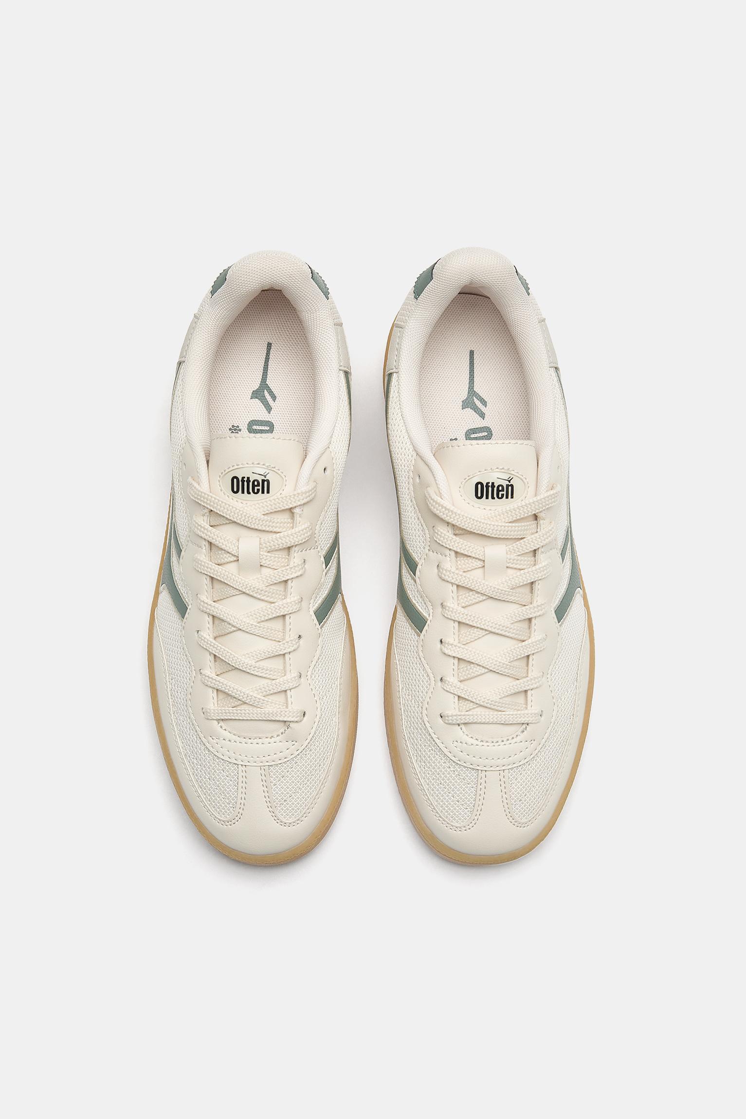 Retro fabric trainers — Ecru