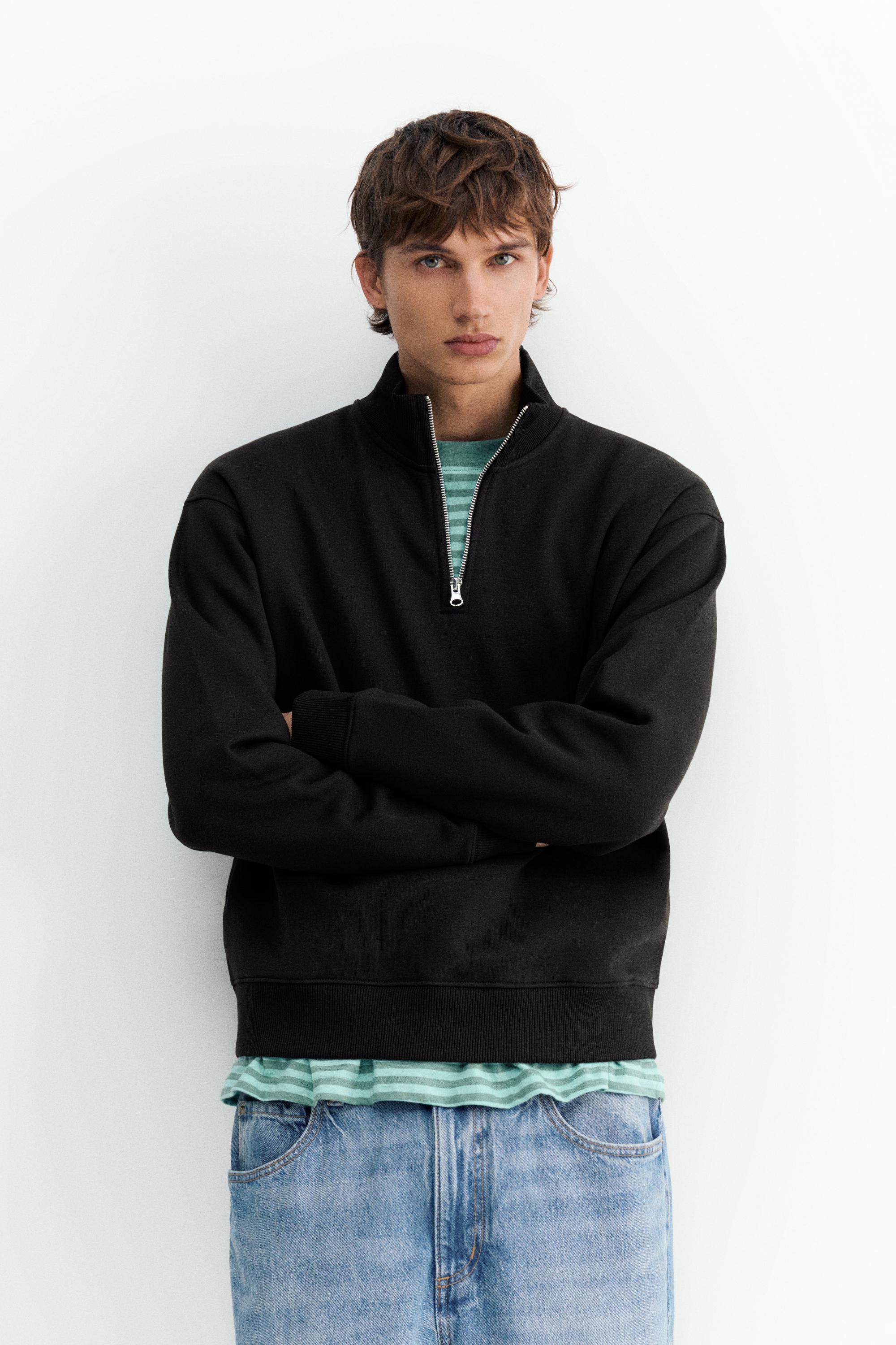 Quarter-zip sweatshirt — Black