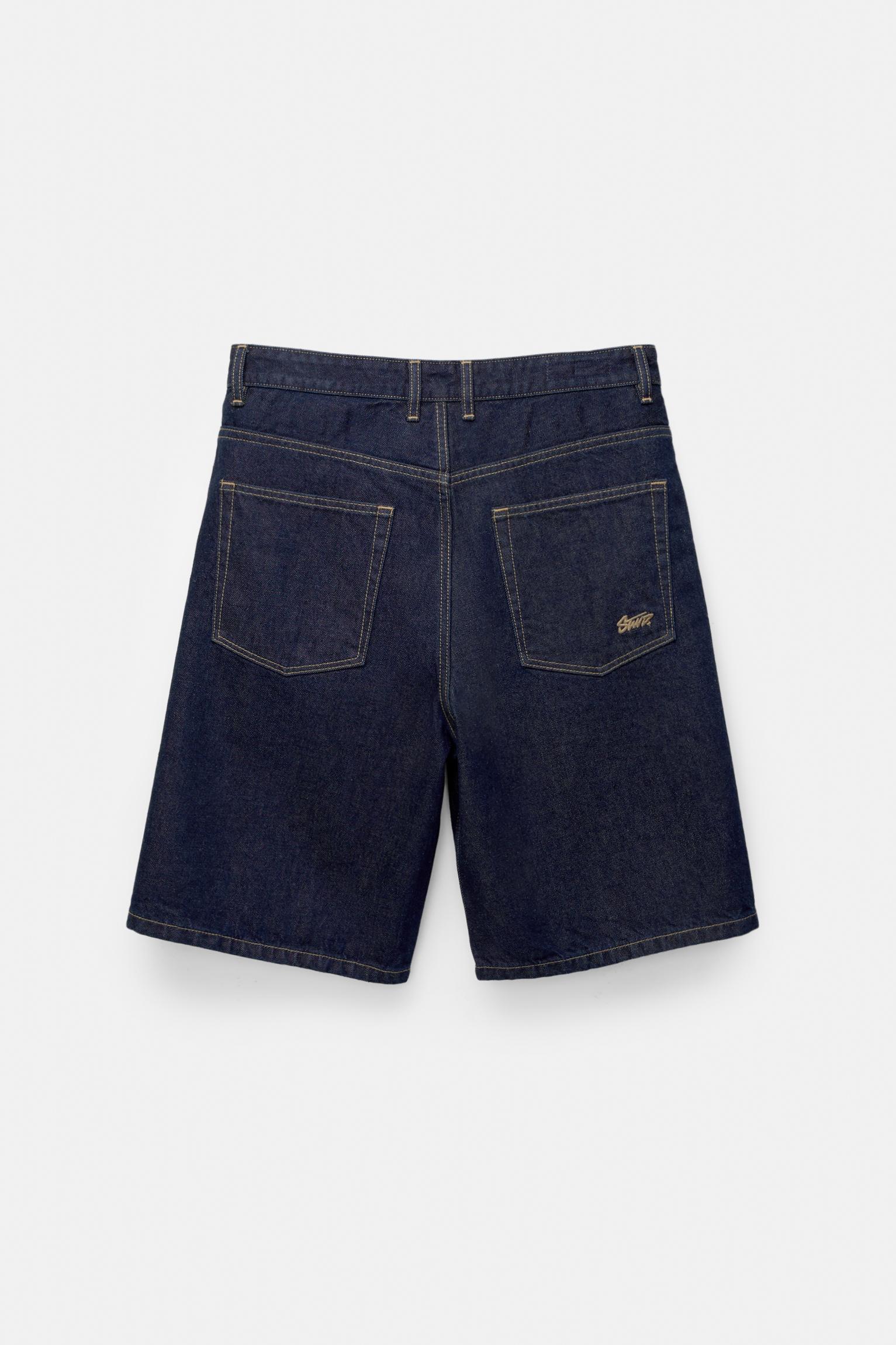 Baggy denim Bermuda shorts — Navy